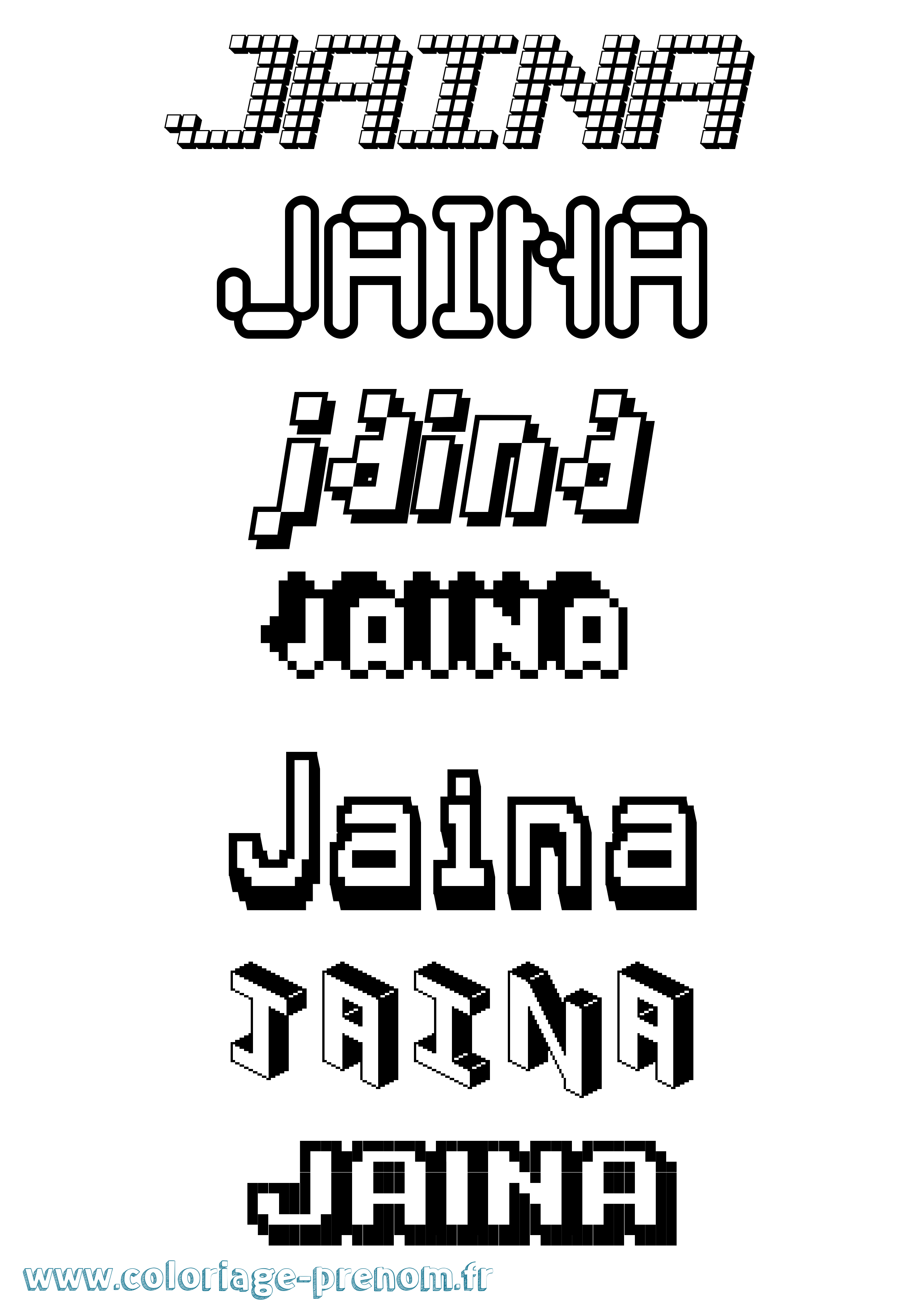 Coloriage prénom Jaina Pixel