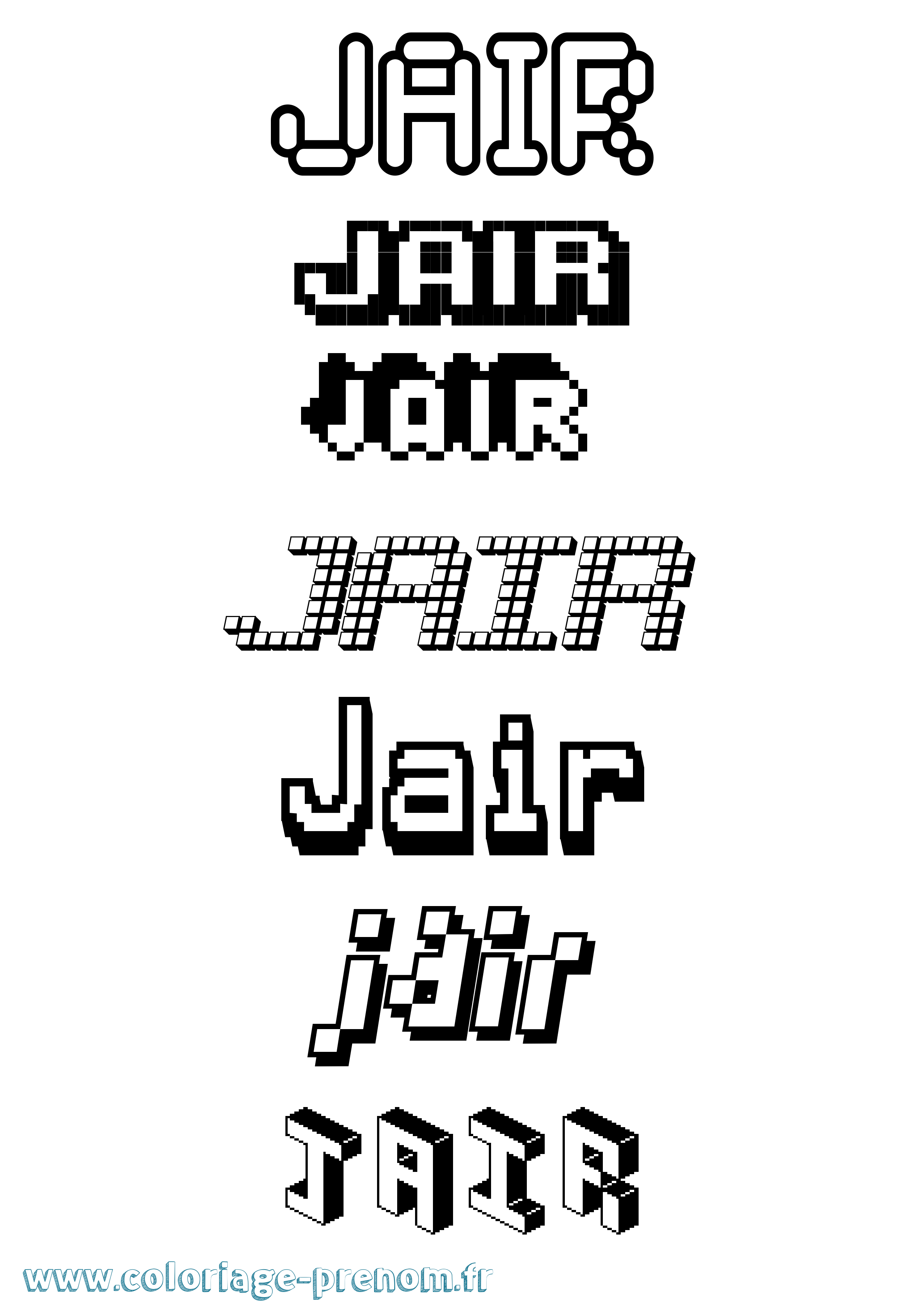 Coloriage prénom Jair Pixel