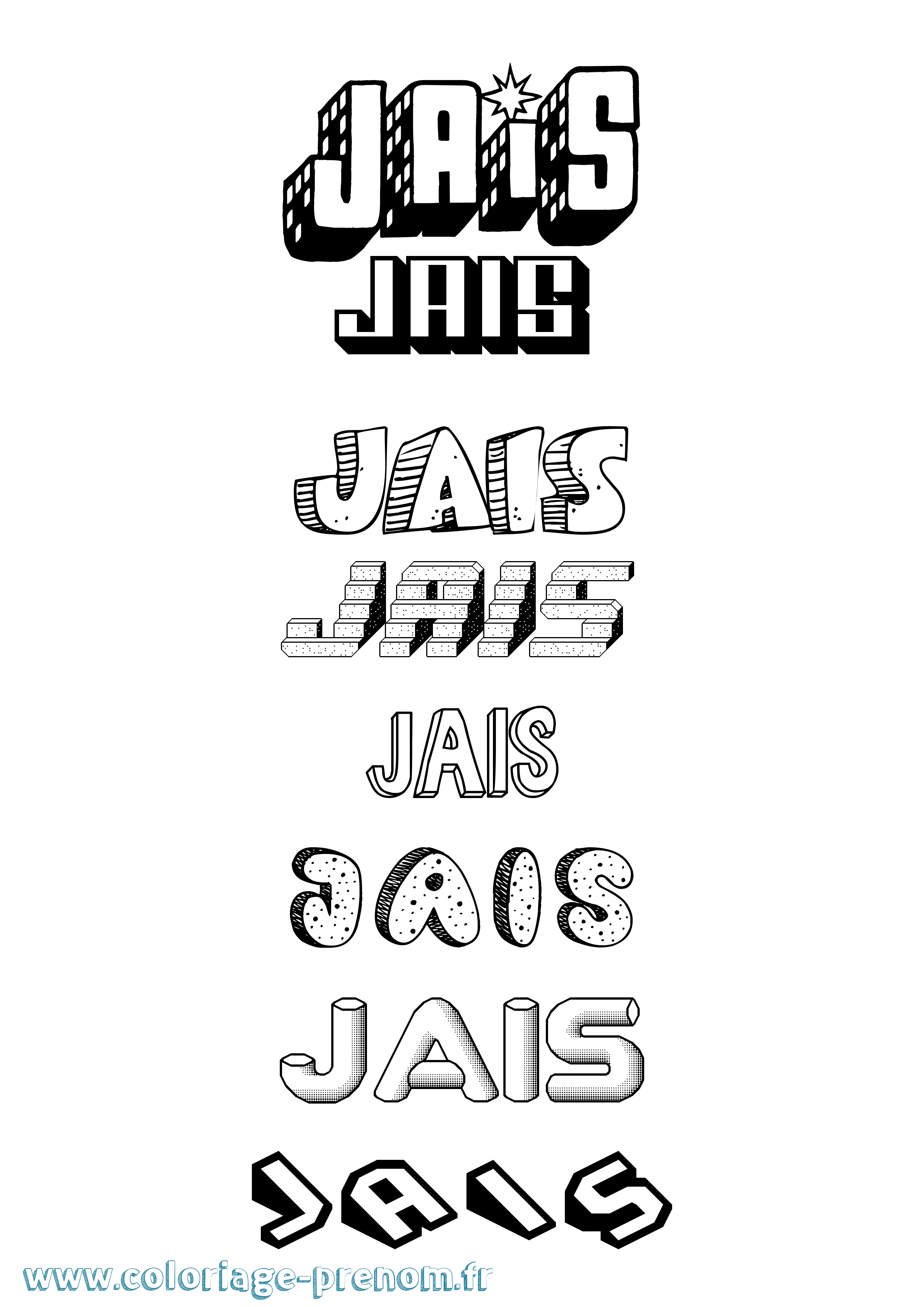 Coloriage Jais Effet 3D Coloriage prénom Jais Effet 3D