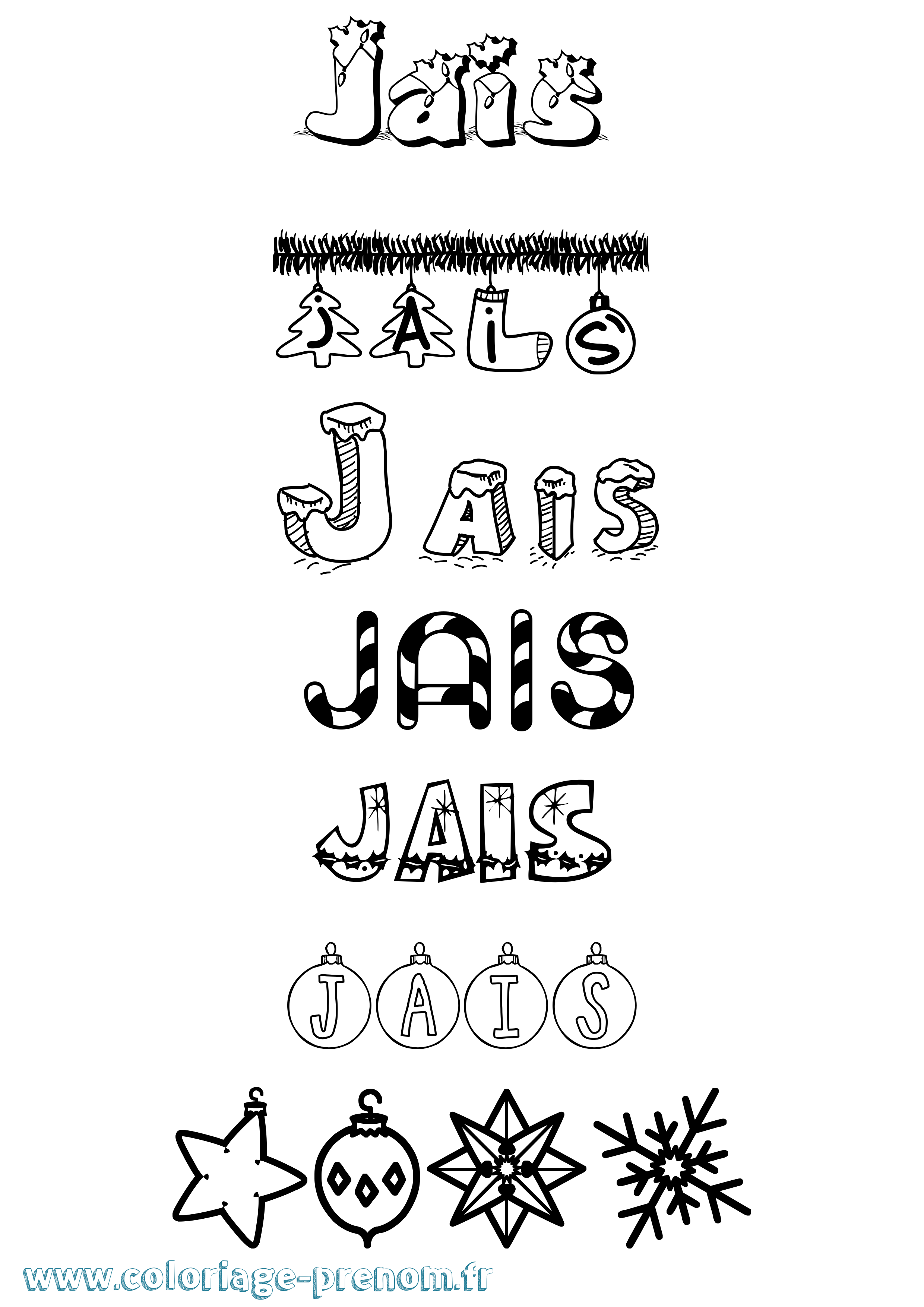Coloriage Jais Noël Coloriage prénom Jais Noël