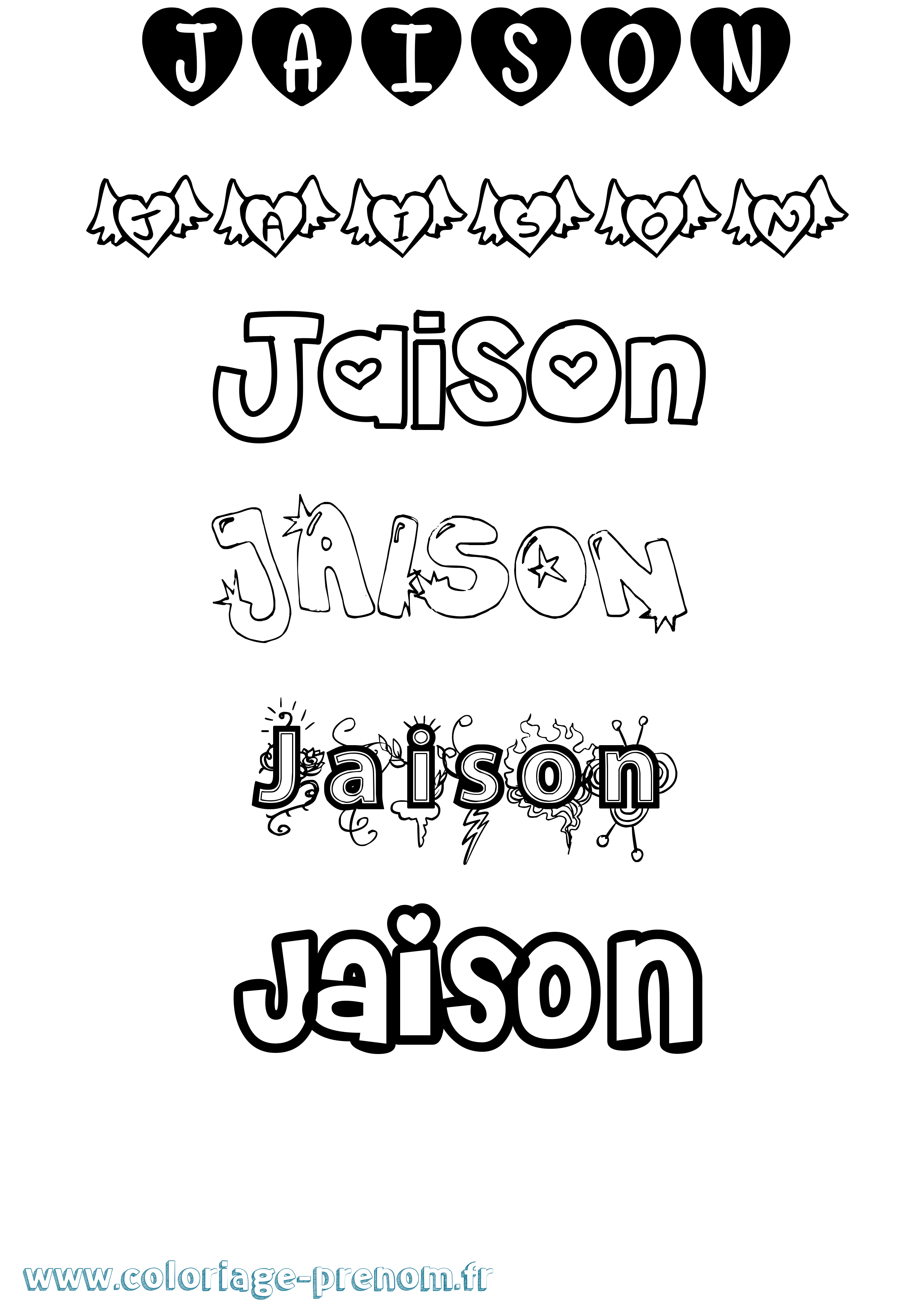 Coloriage Jaison Girly Coloriage prénom Jaison Girly