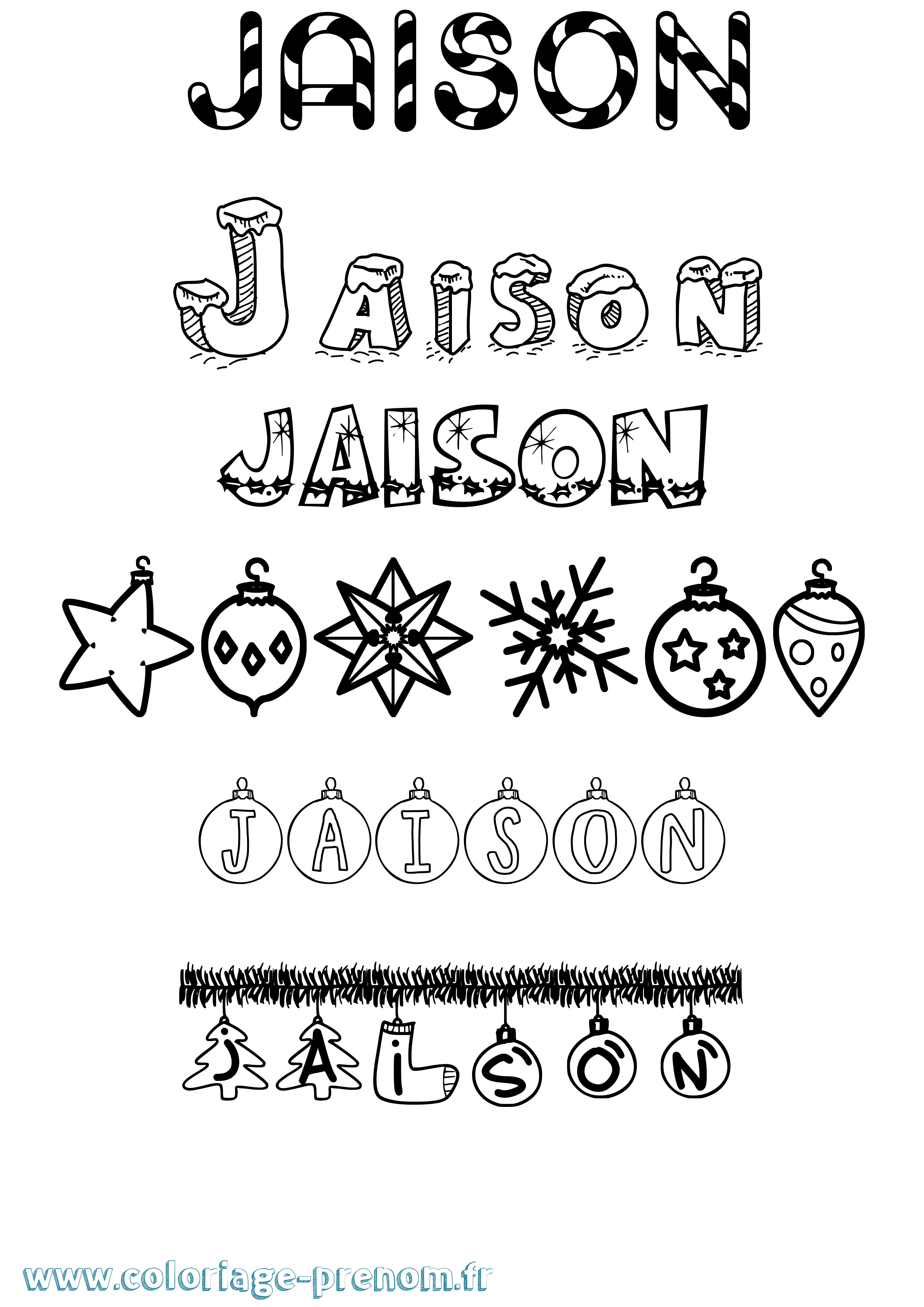 Coloriage Jaison Noël Coloriage prénom Jaison Noël