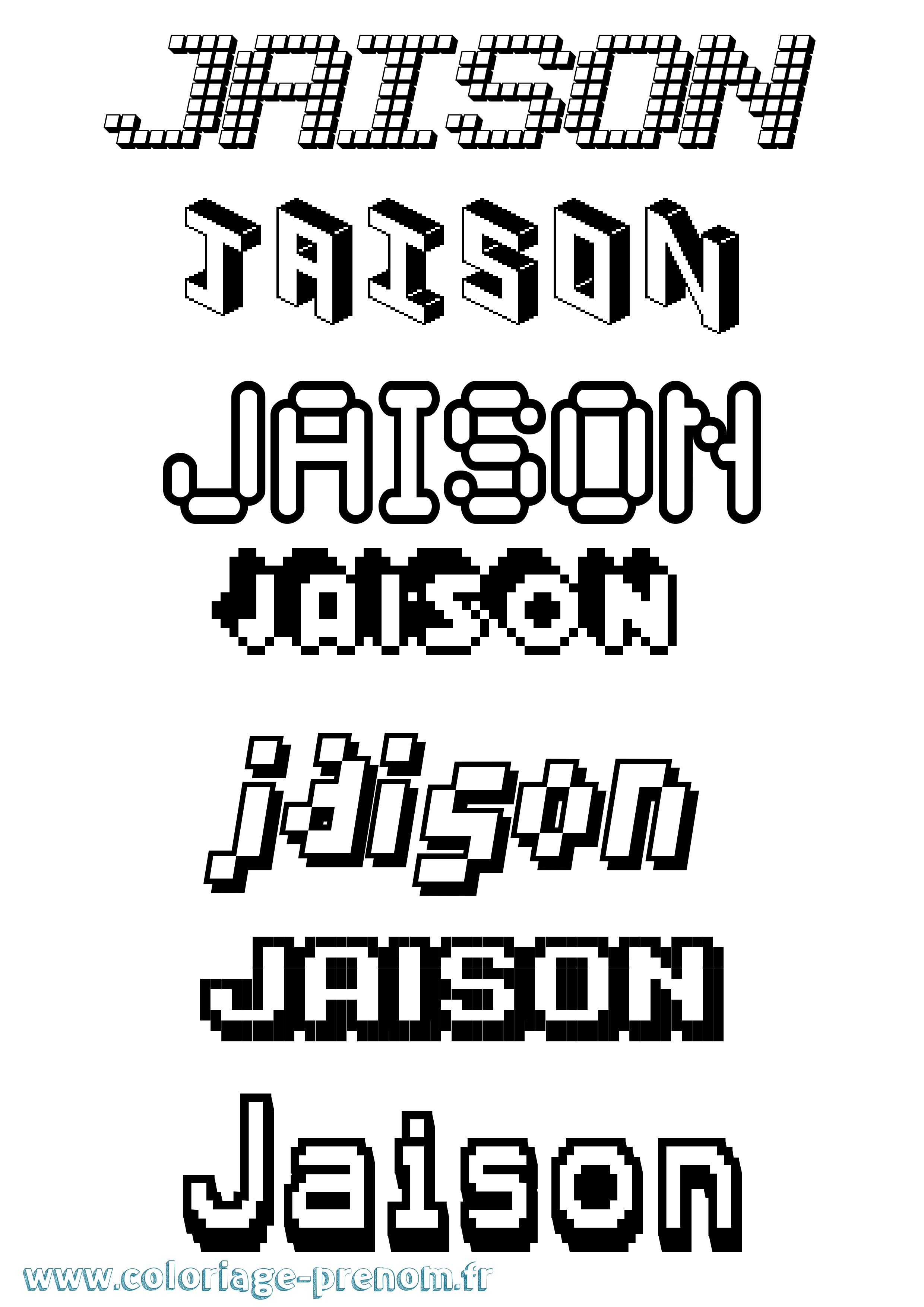 Coloriage Jaison Pixel Coloriage prénom Jaison Pixel