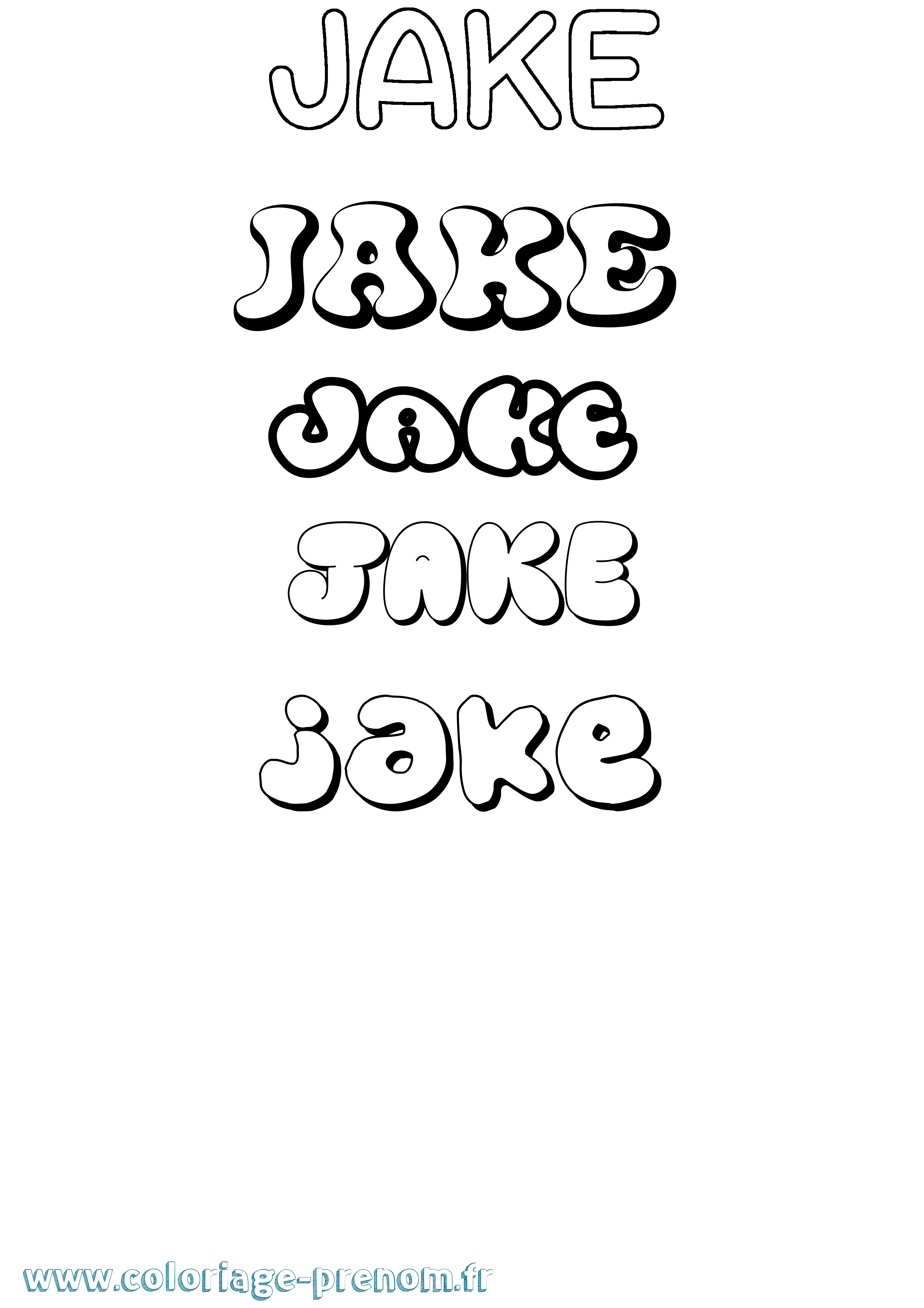 Coloriage prénom Jake Bubble