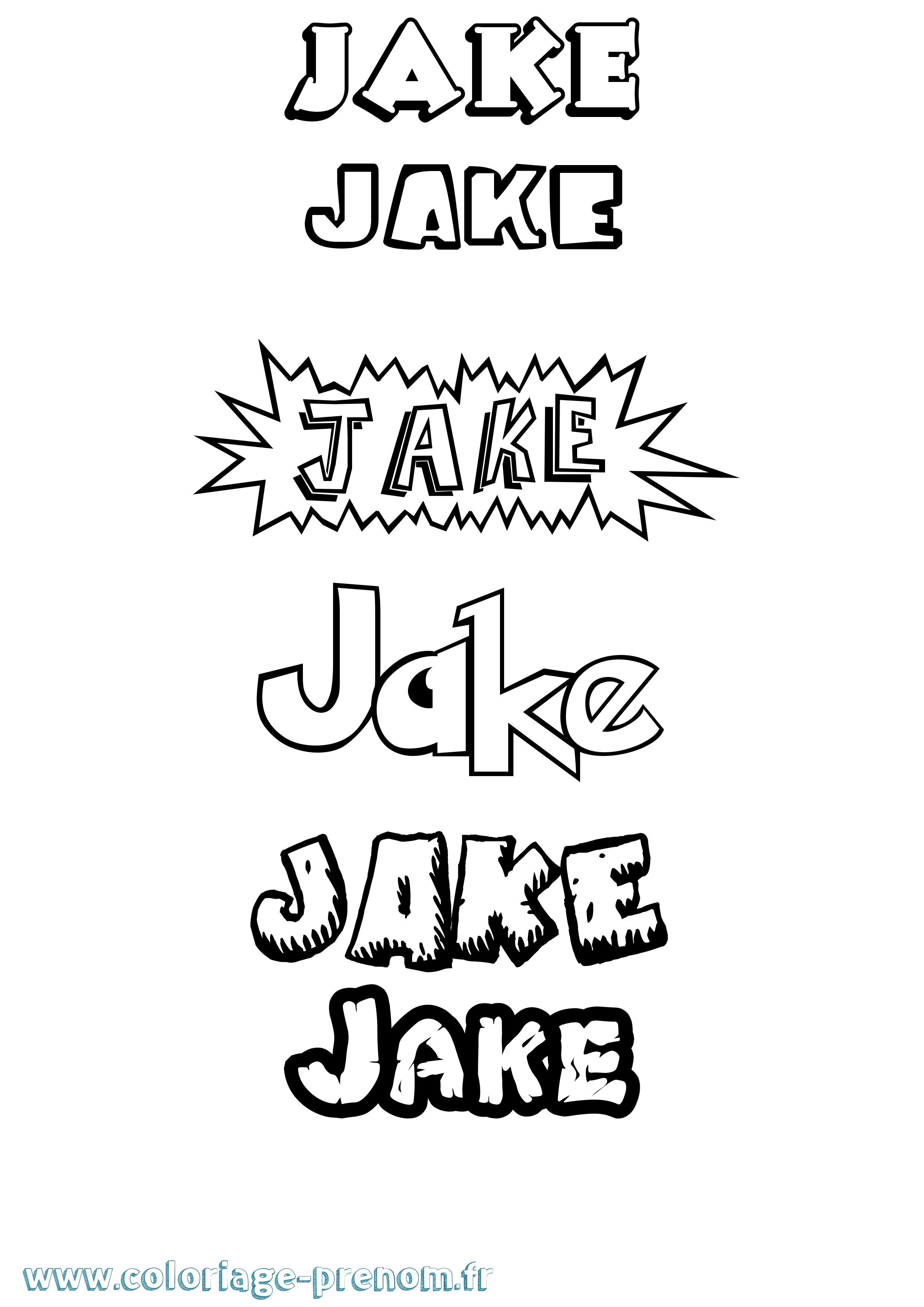 Coloriage prénom Jake Dessin Animé