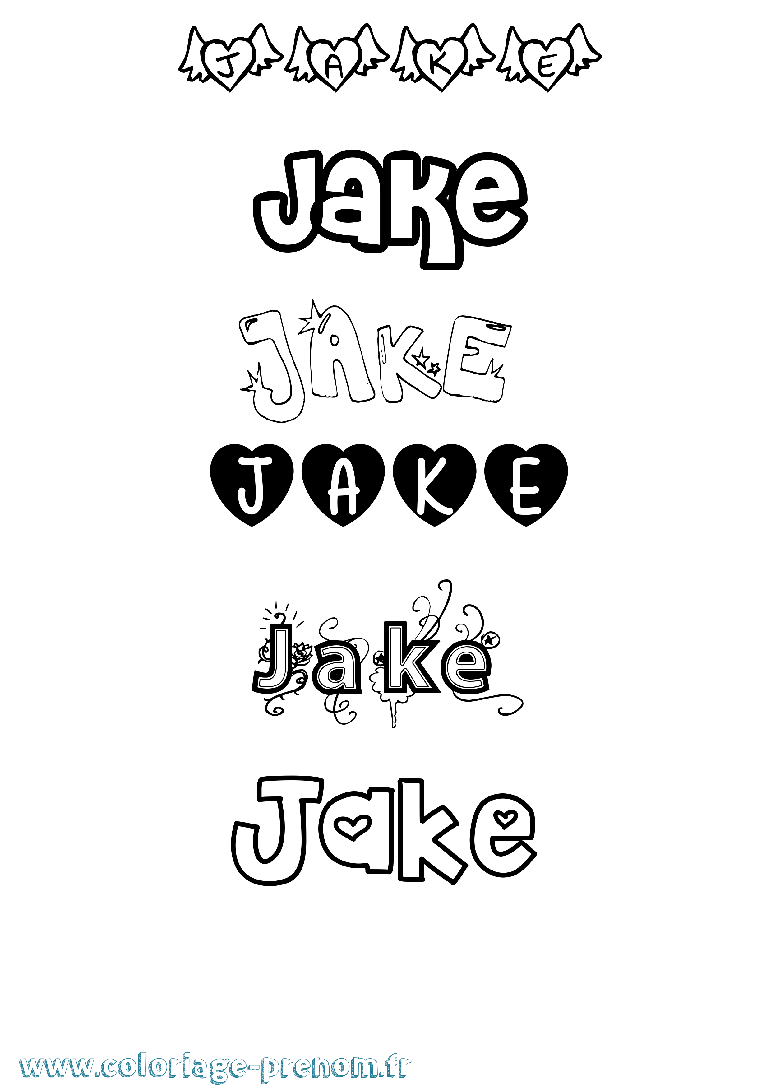 Coloriage prénom Jake Girly
