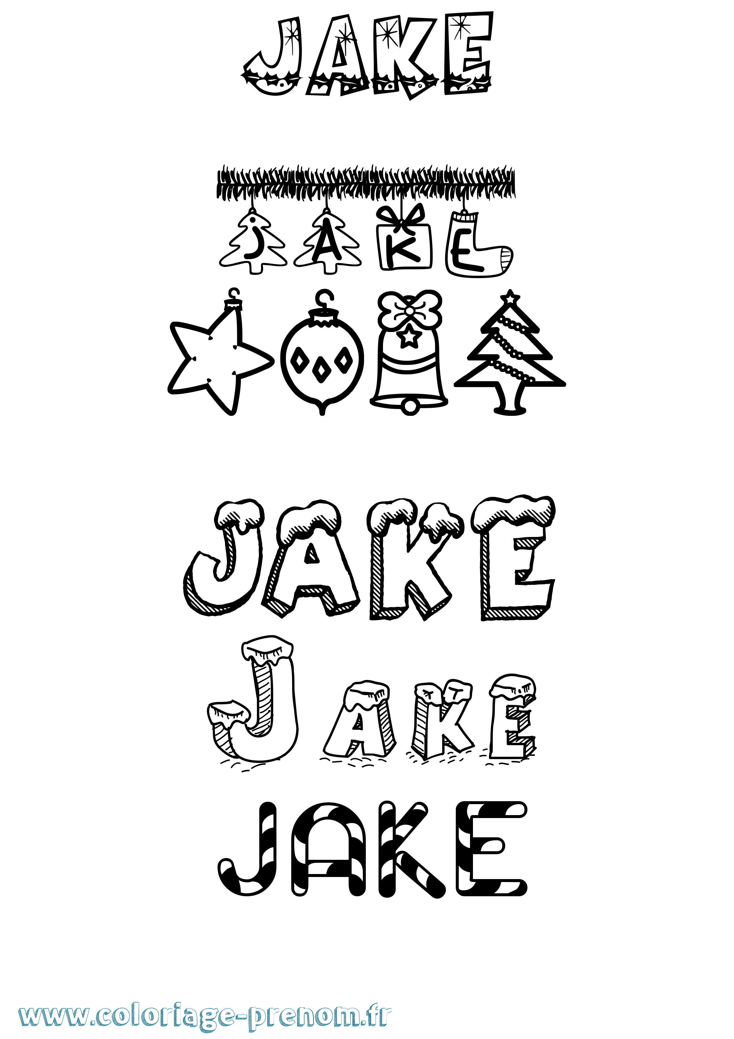 Coloriage prénom Jake Noël