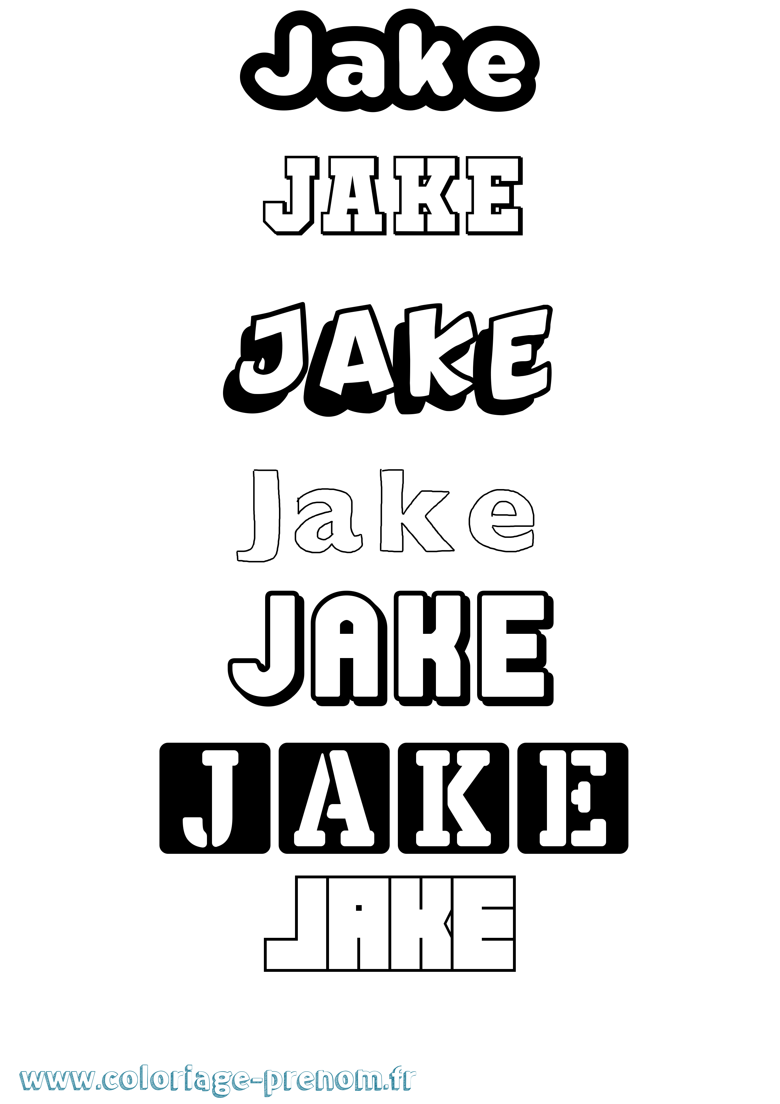 Coloriage prénom Jake Simple