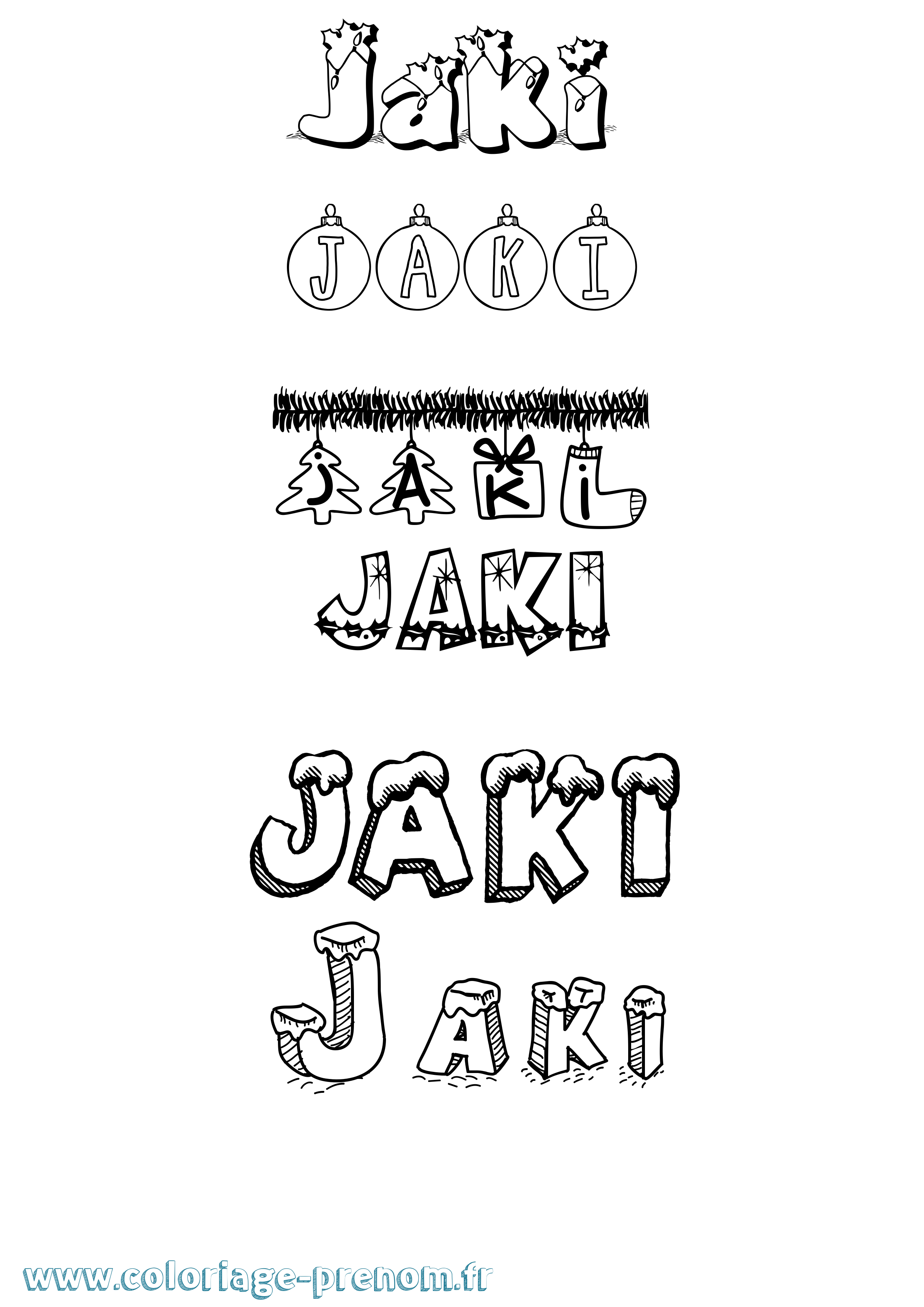 Coloriage Jaki Noël Coloriage prénom Jaki Noël