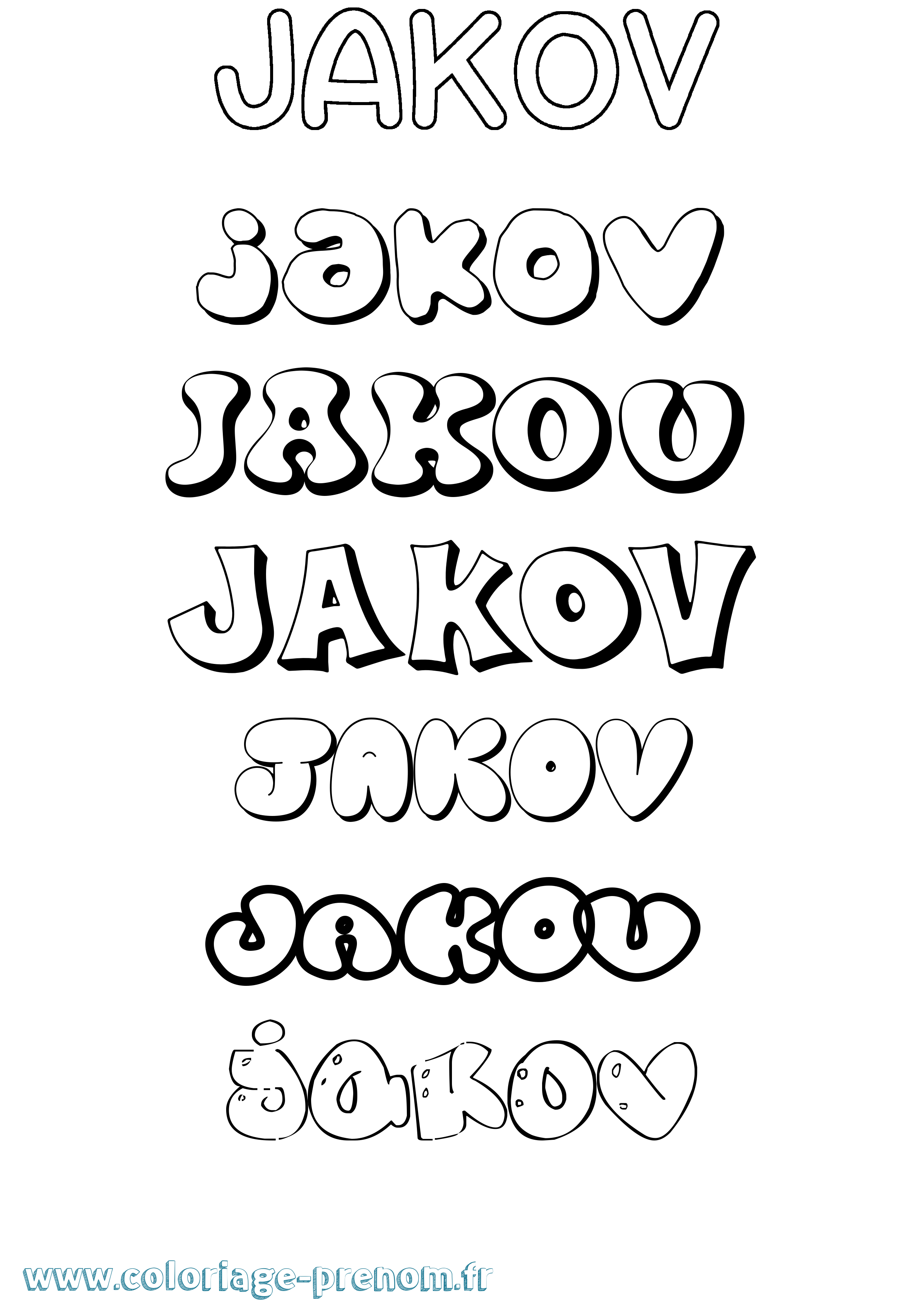 Coloriage Jakov Bubble Coloriage prénom Jakov Bubble