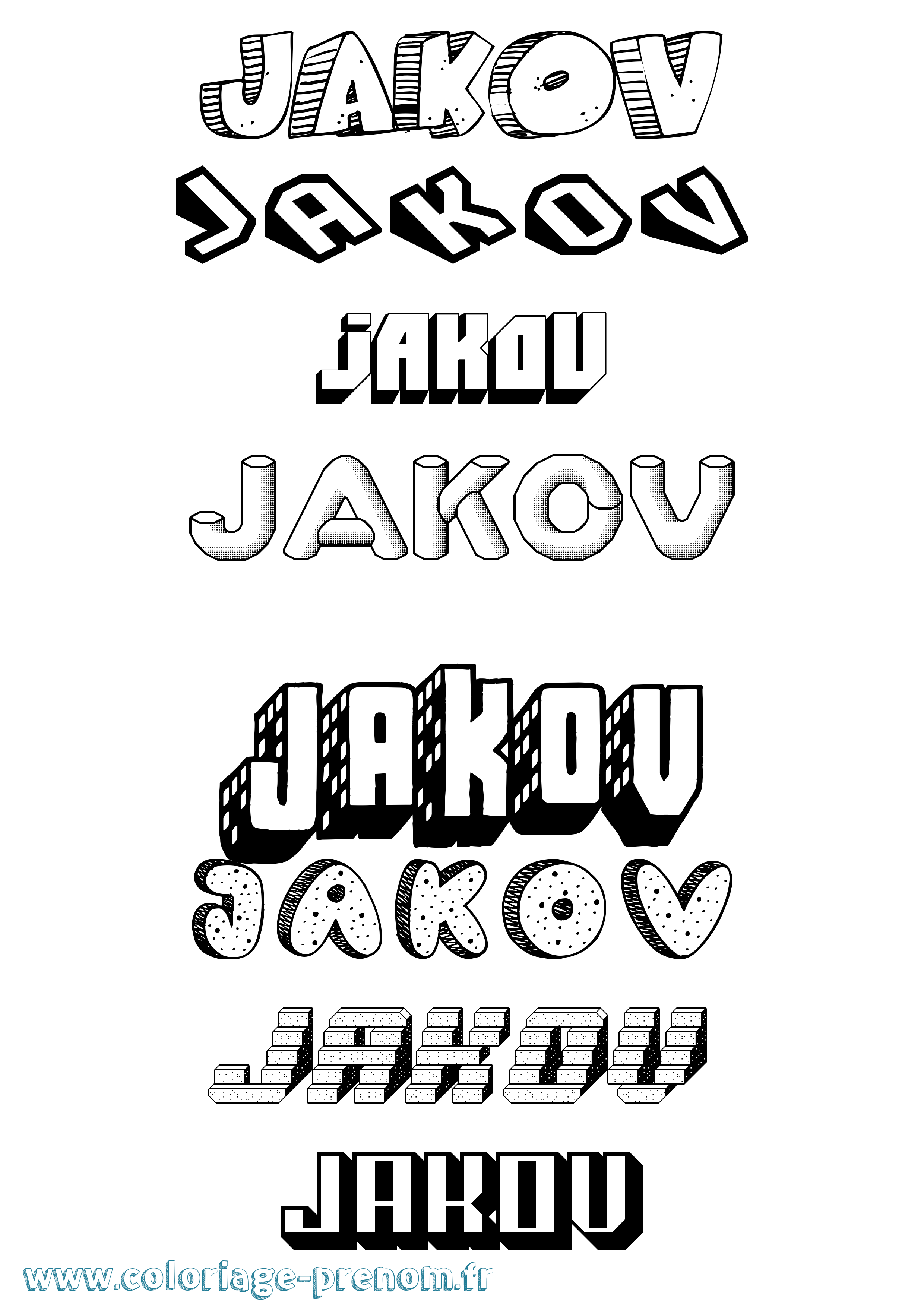 Coloriage Jakov Effet 3D Coloriage prénom Jakov Effet 3D