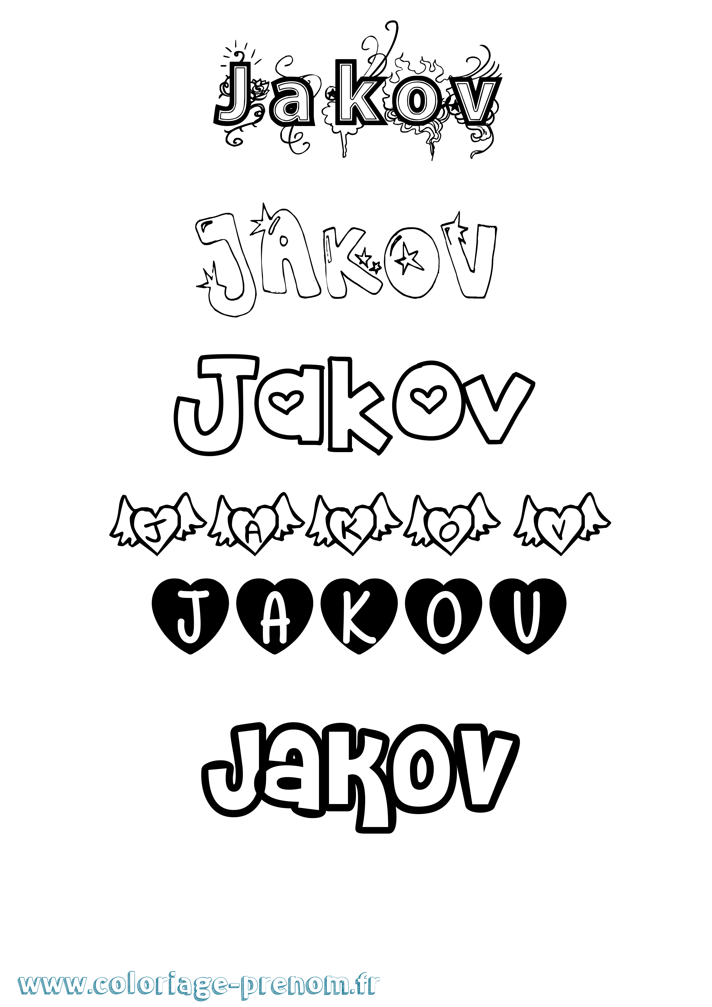 Coloriage Jakov Girly Coloriage prénom Jakov Girly