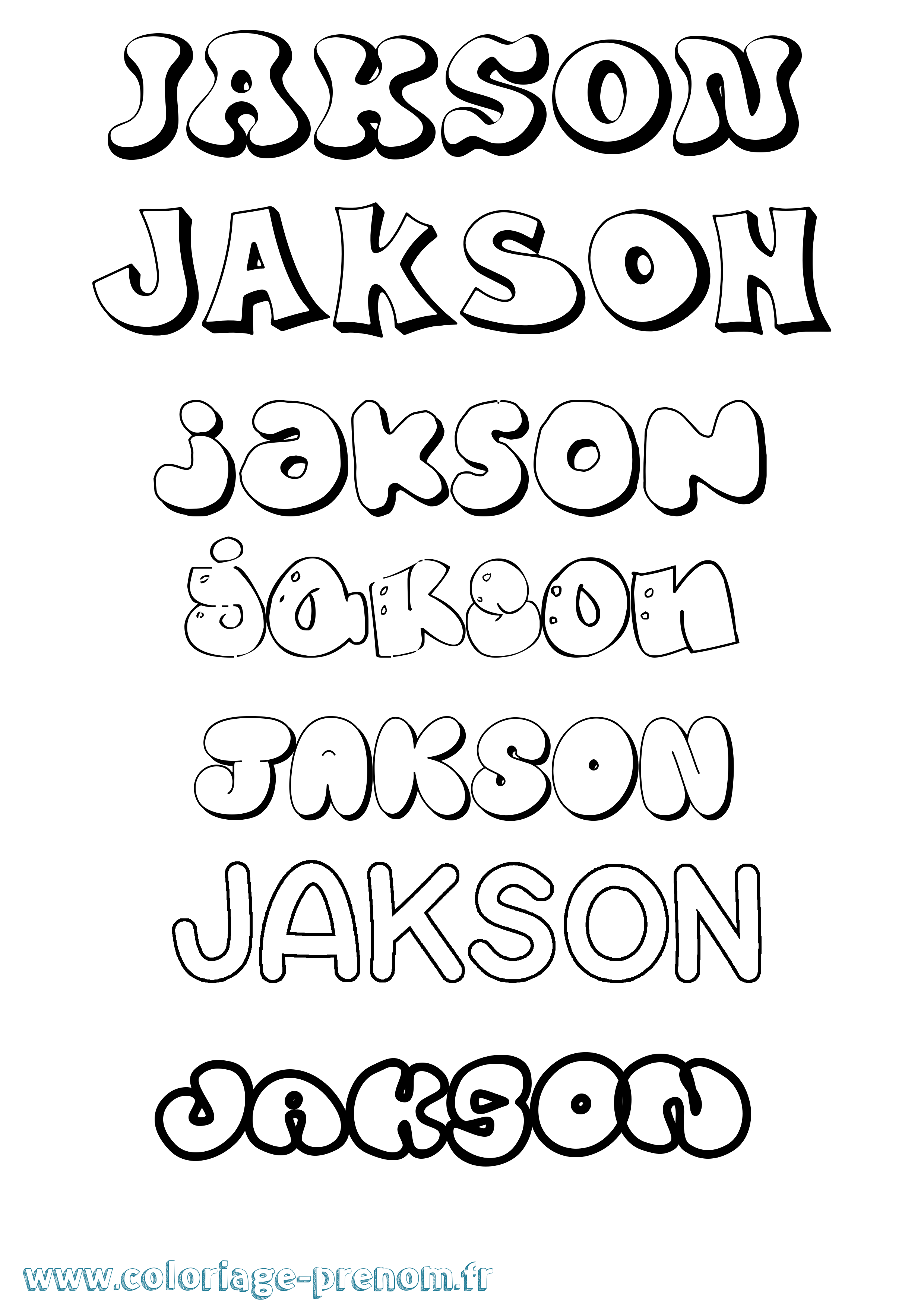 Coloriage prénom Jakson Bubble