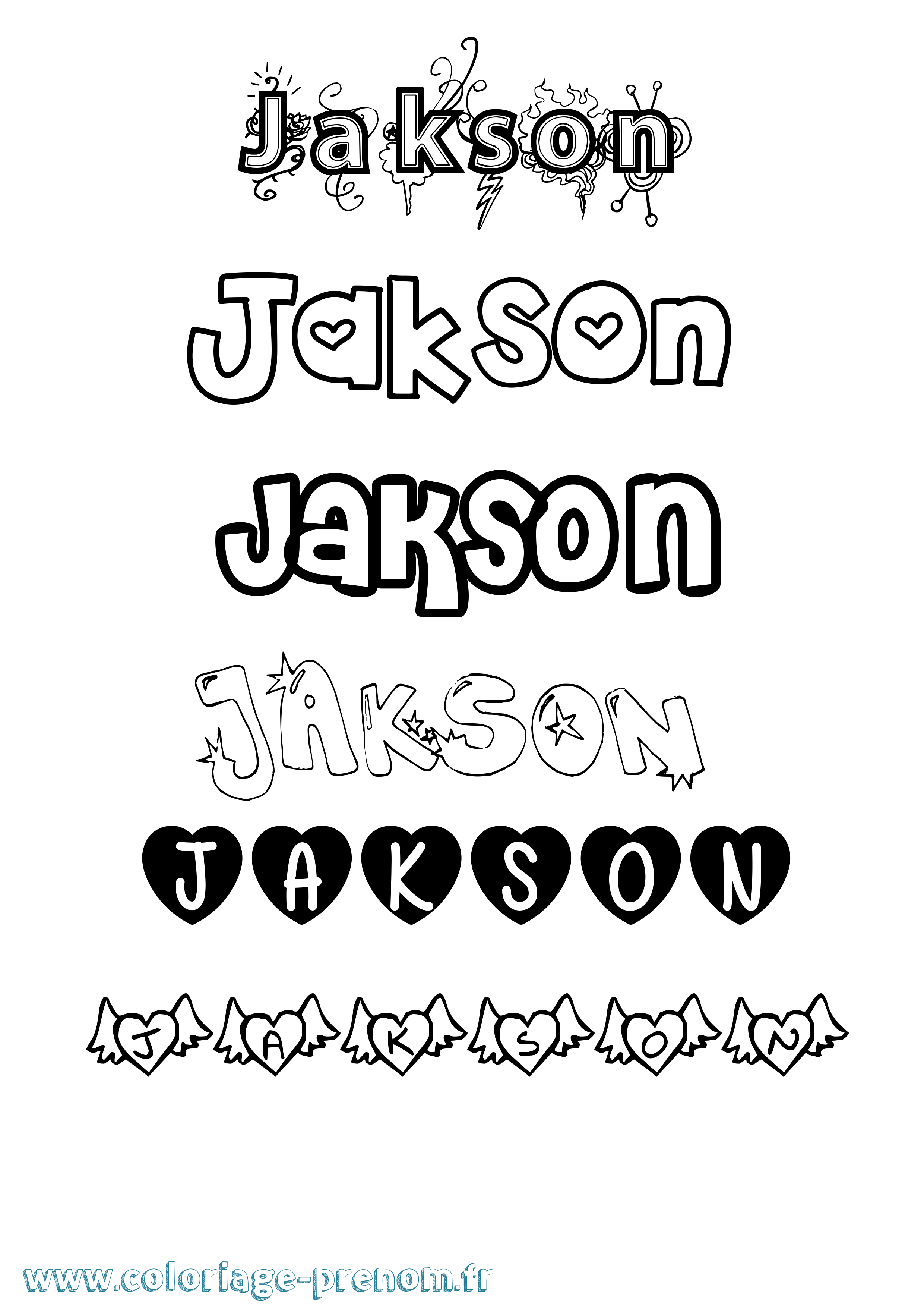 Coloriage prénom Jakson Girly