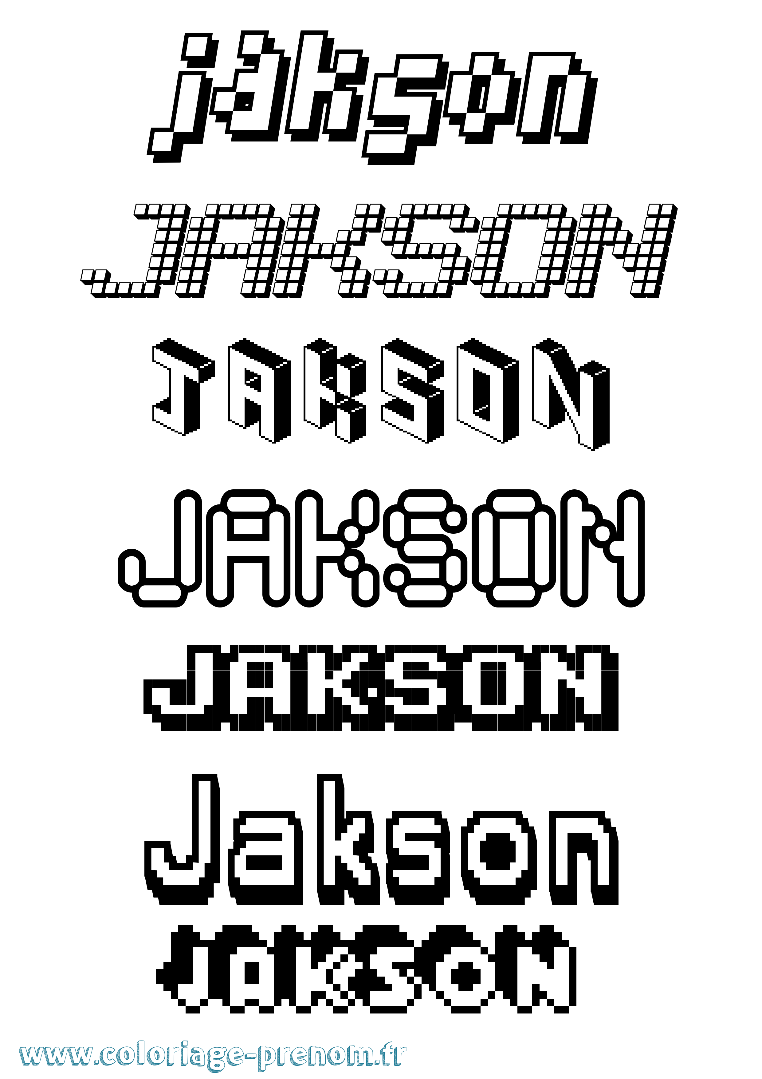 Coloriage prénom Jakson Pixel