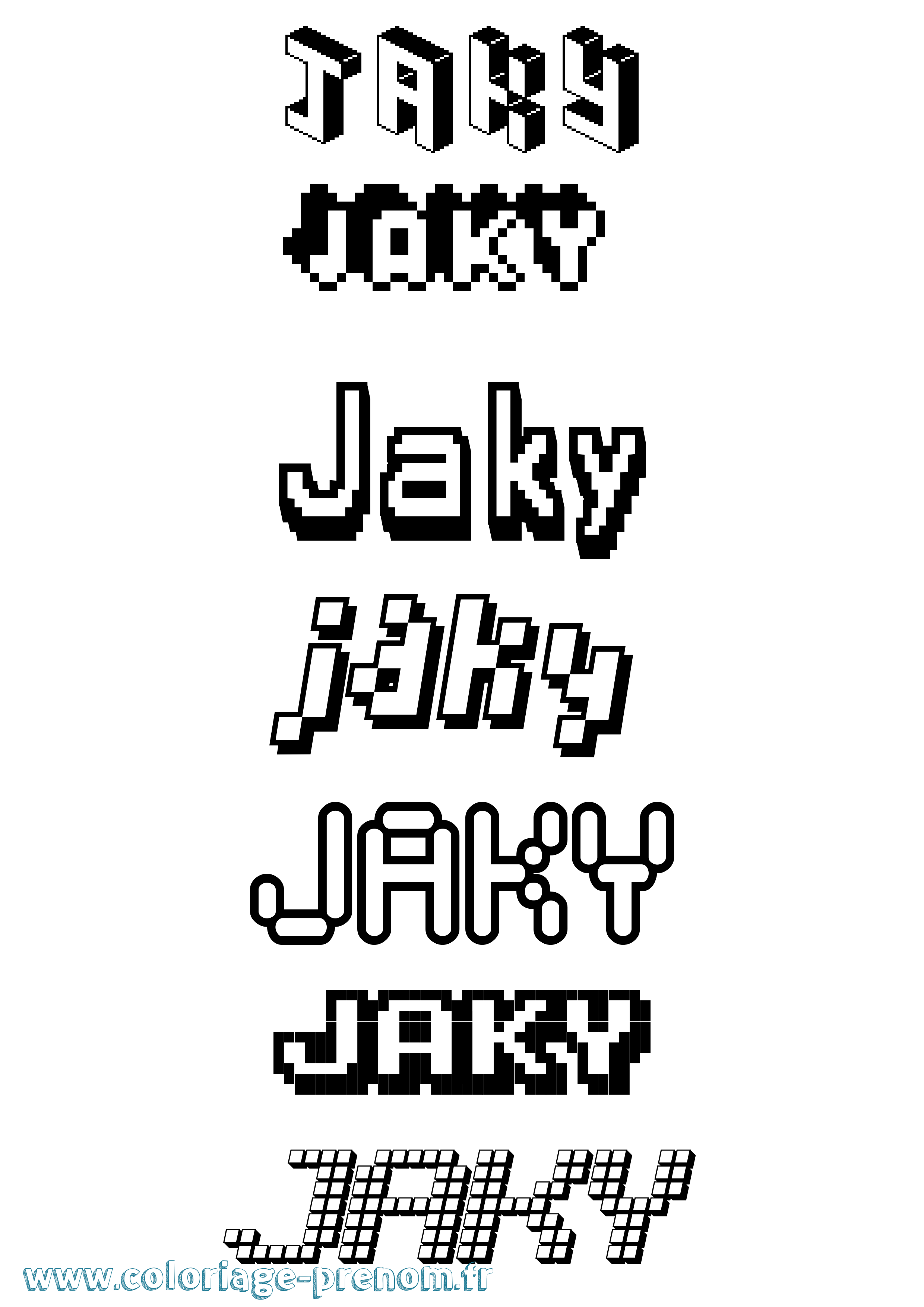 Coloriage prénom Jaky Pixel