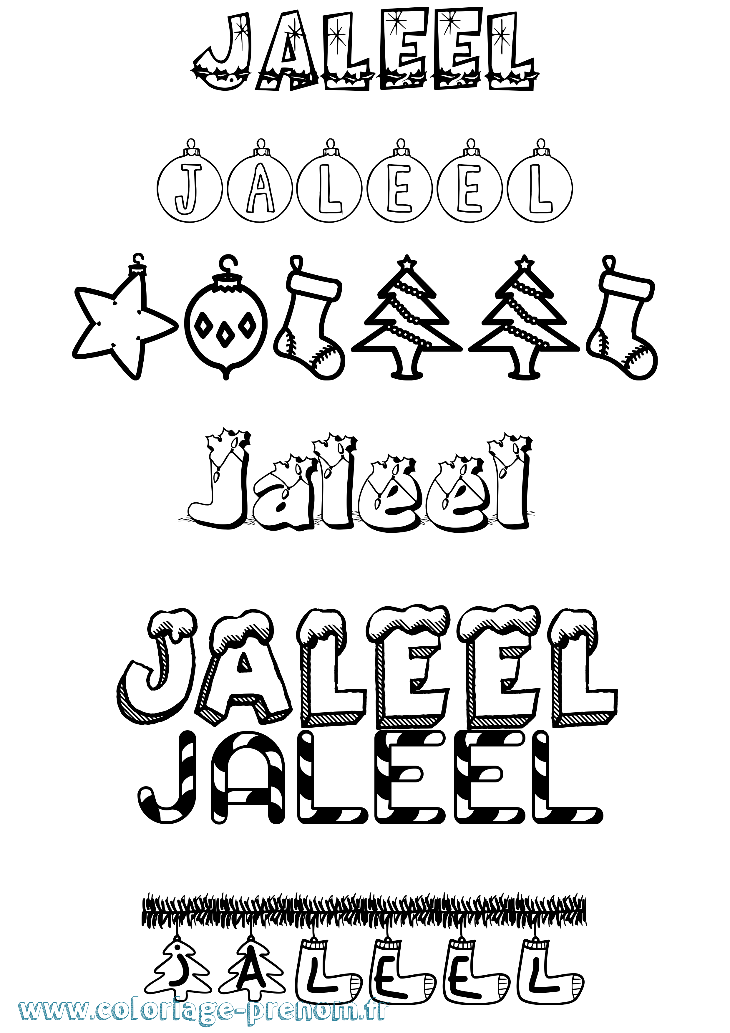 Coloriage Jaleel Noël Coloriage prénom Jaleel Noël