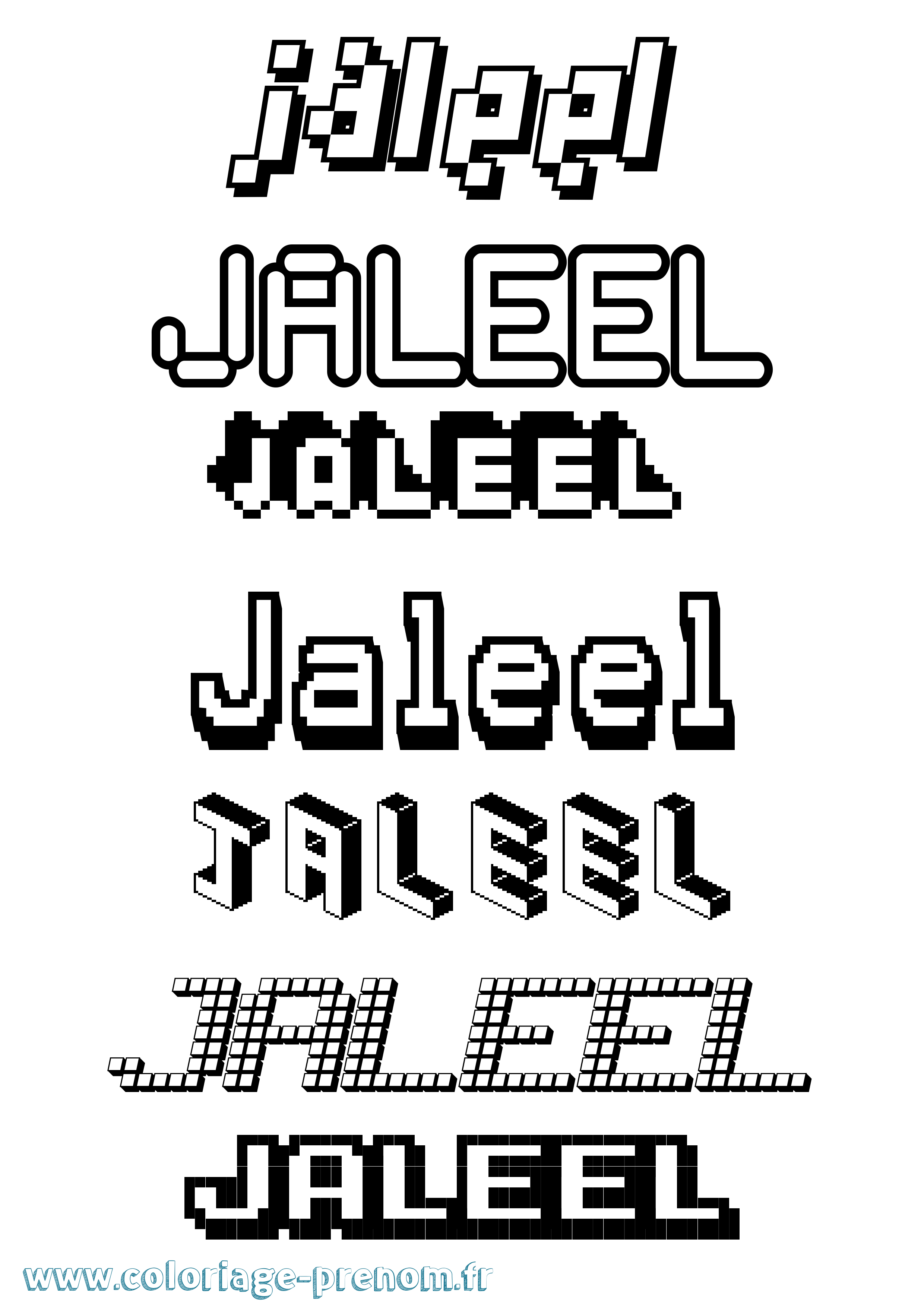 Coloriage Jaleel Pixel Coloriage prénom Jaleel Pixel