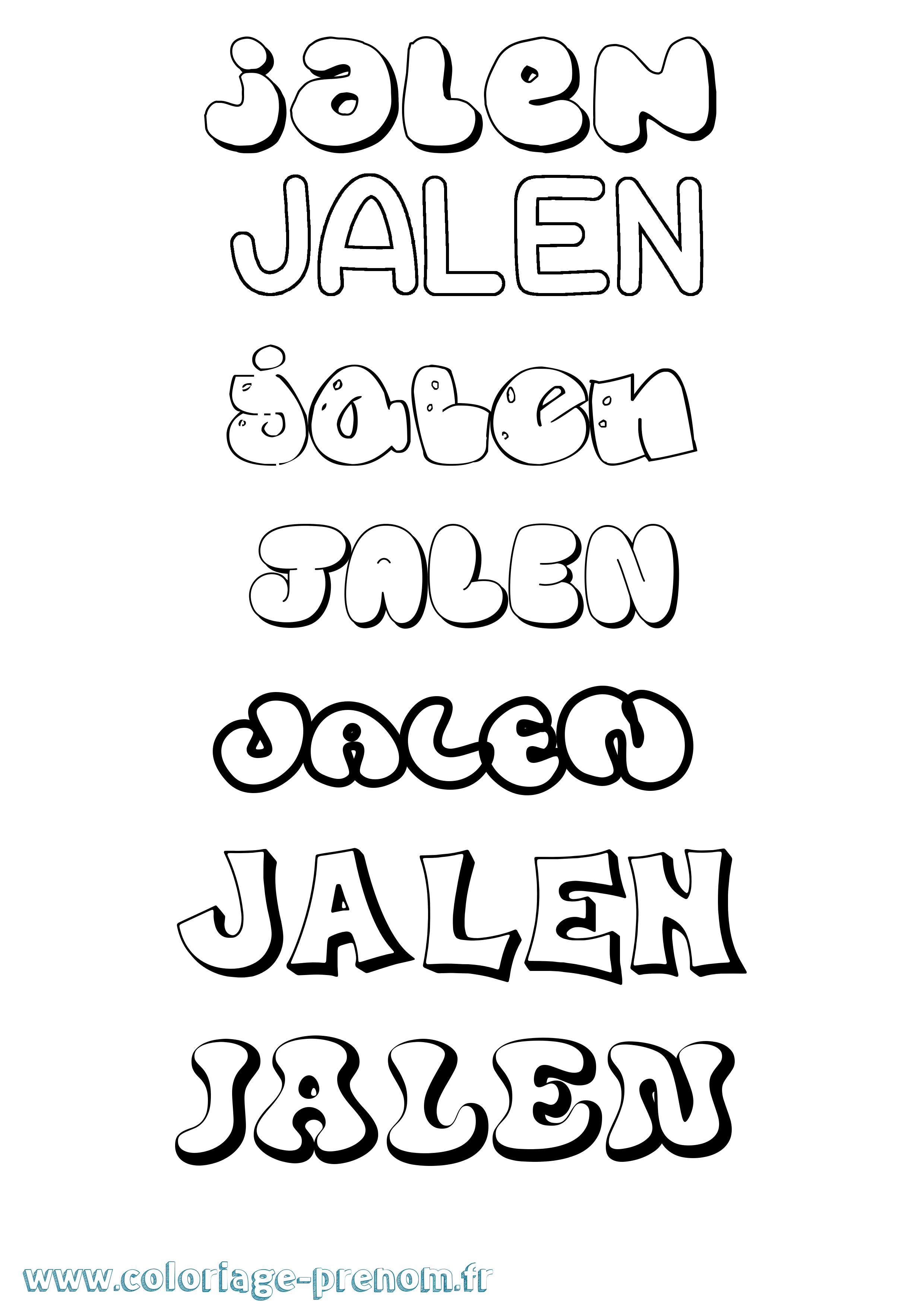 Coloriage Jalen Bubble Coloriage prénom Jalen Bubble