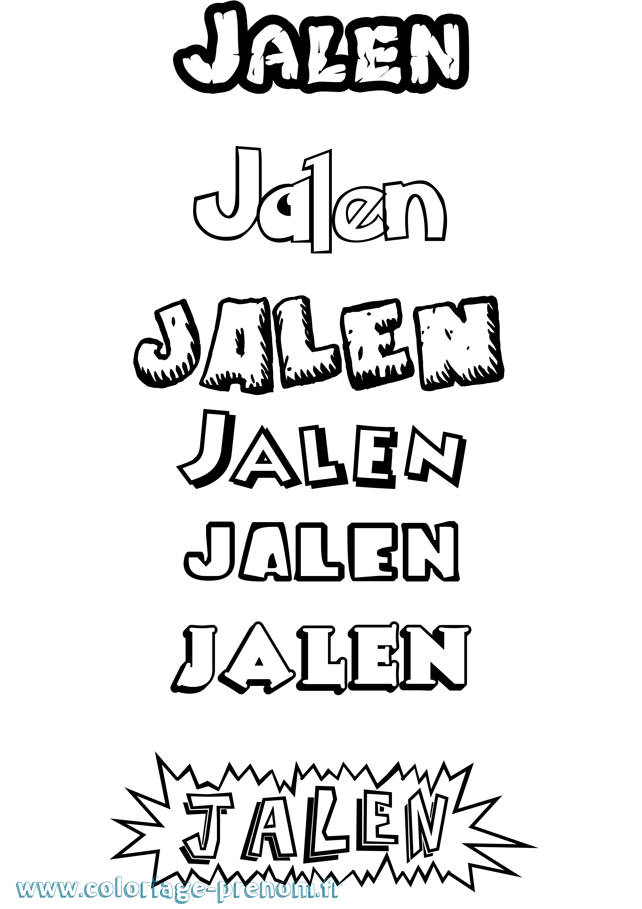 Coloriage Jalen Dessin Animé Coloriage prénom Jalen Dessin Animé
