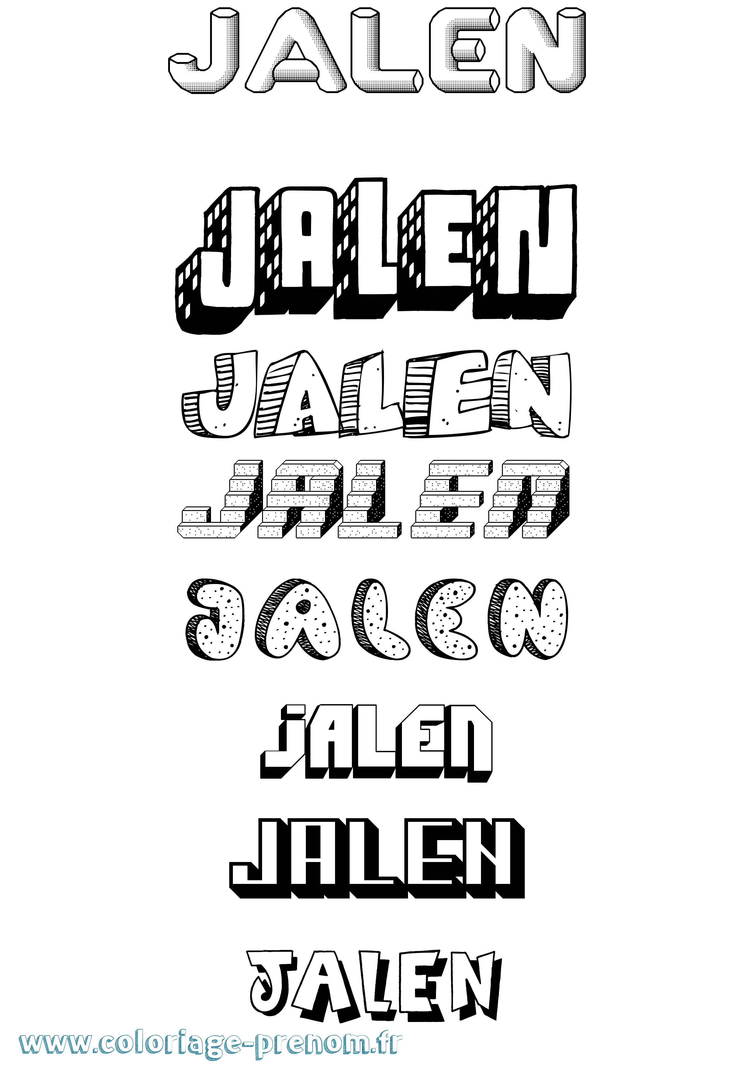 Coloriage Jalen Effet 3D Coloriage prénom Jalen Effet 3D
