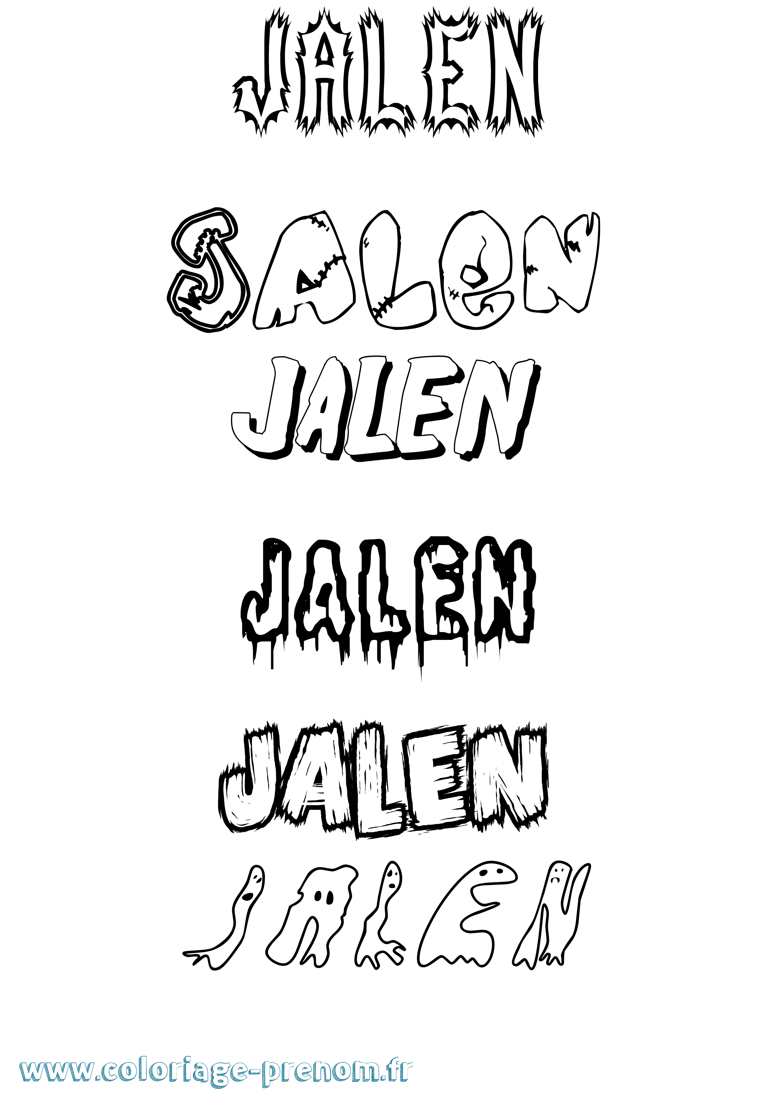 Coloriage Jalen Frisson Coloriage prénom Jalen Frisson