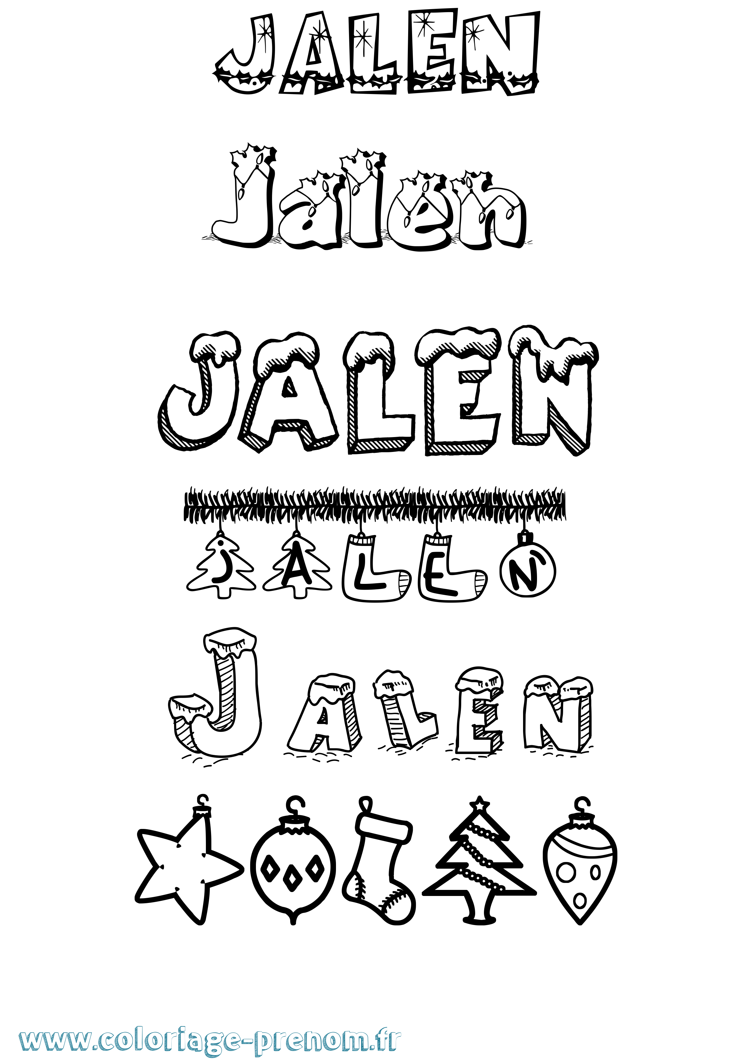 Coloriage Jalen Noël Coloriage prénom Jalen Noël