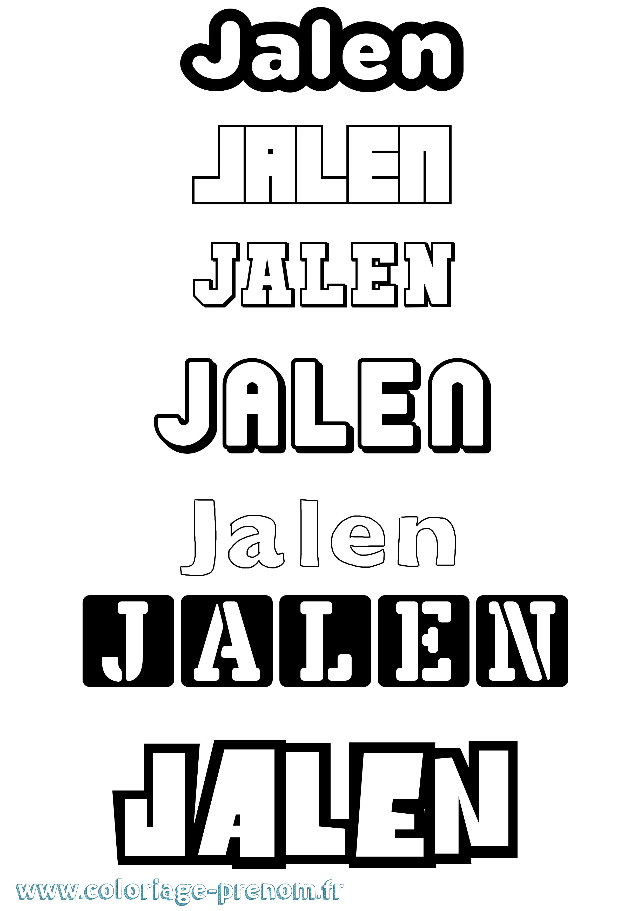 Coloriage Jalen Simple Coloriage prénom Jalen Simple