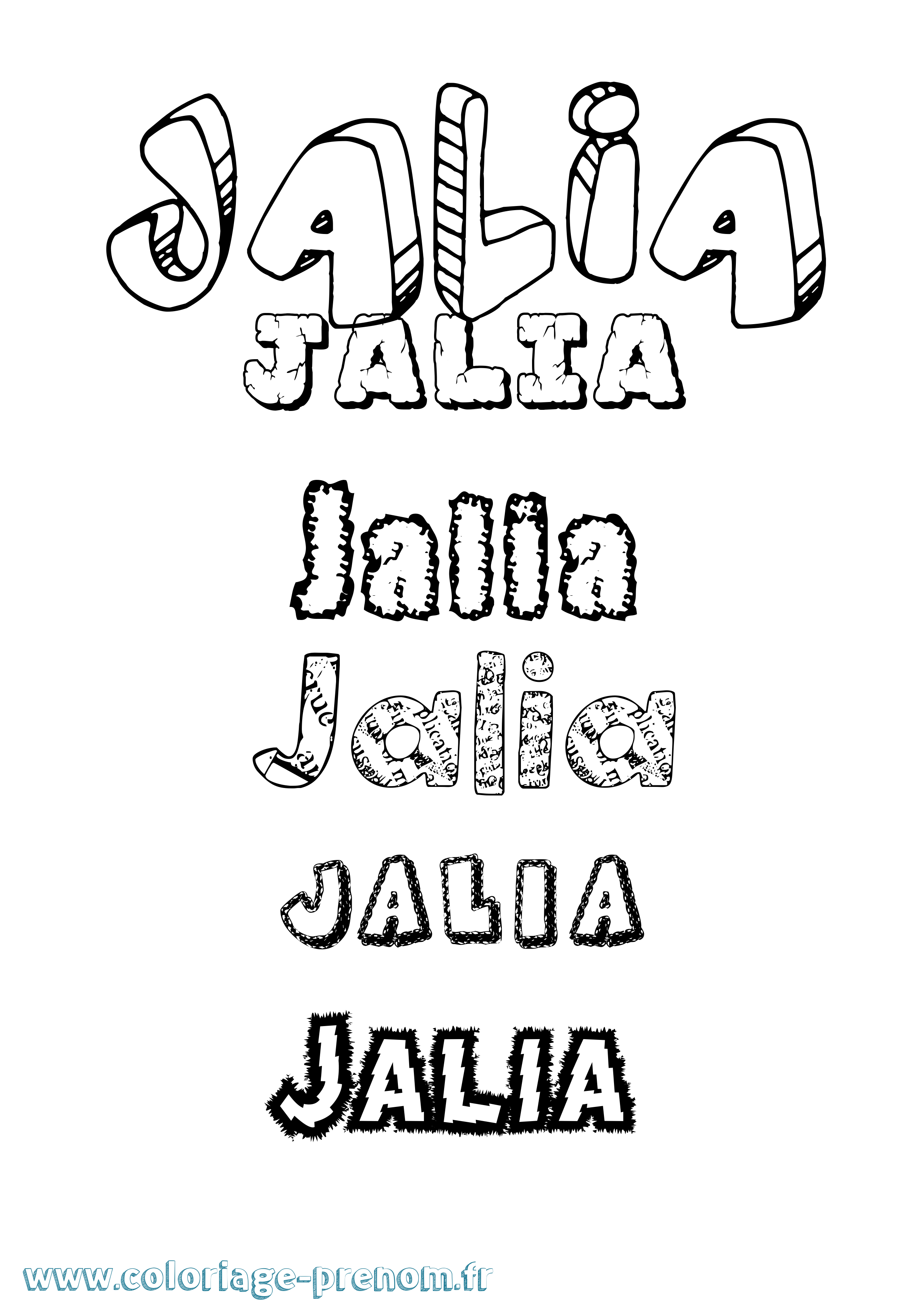 Coloriage prénom Jalia Destructuré