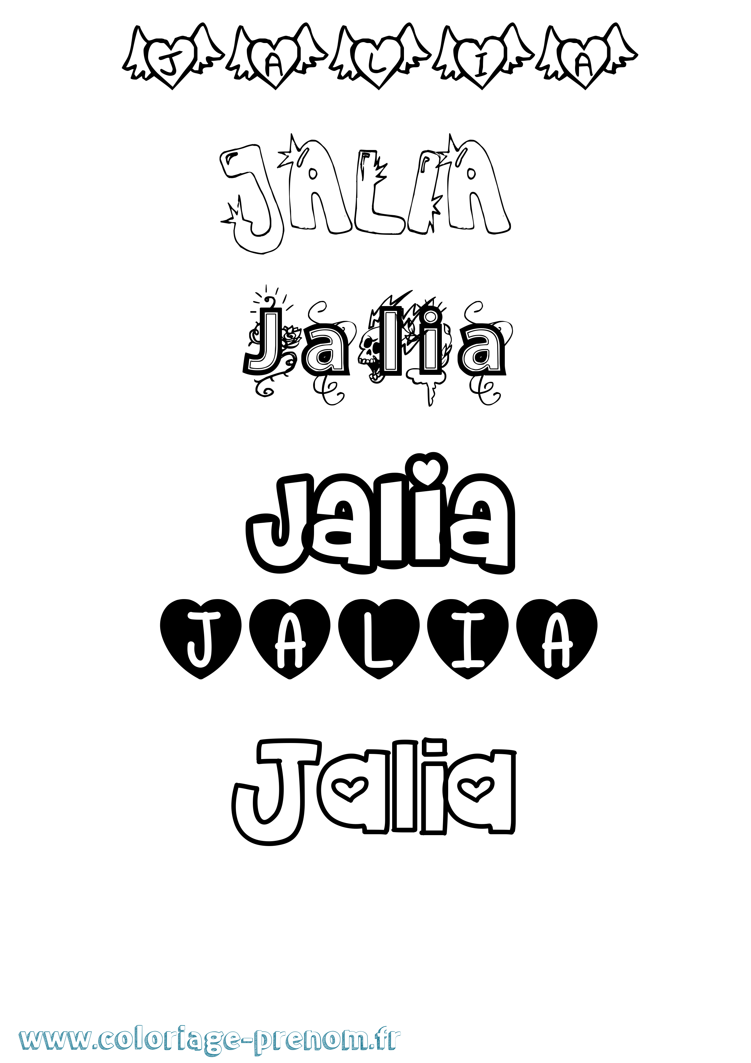 Coloriage prénom Jalia Girly
