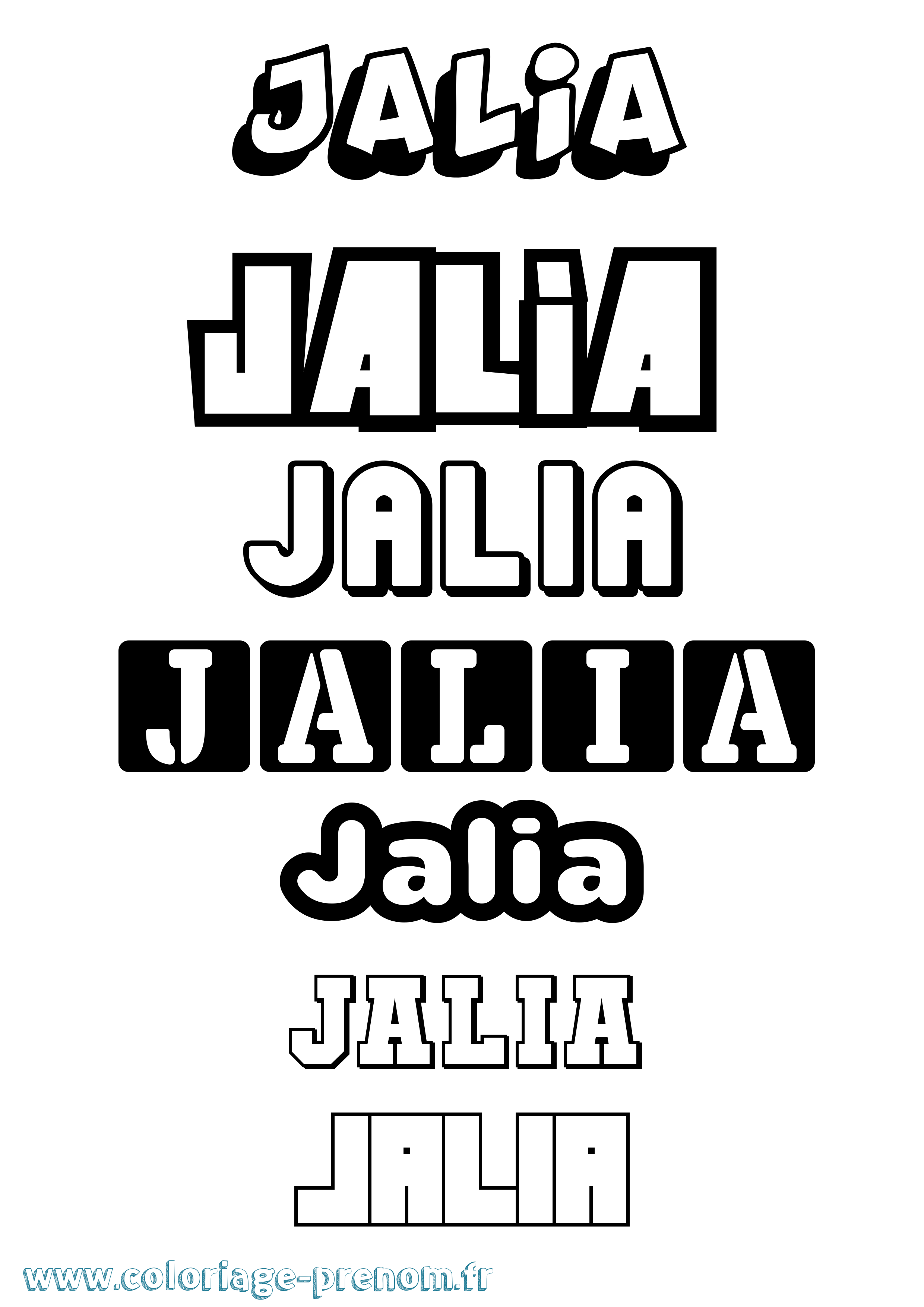 Coloriage prénom Jalia Simple