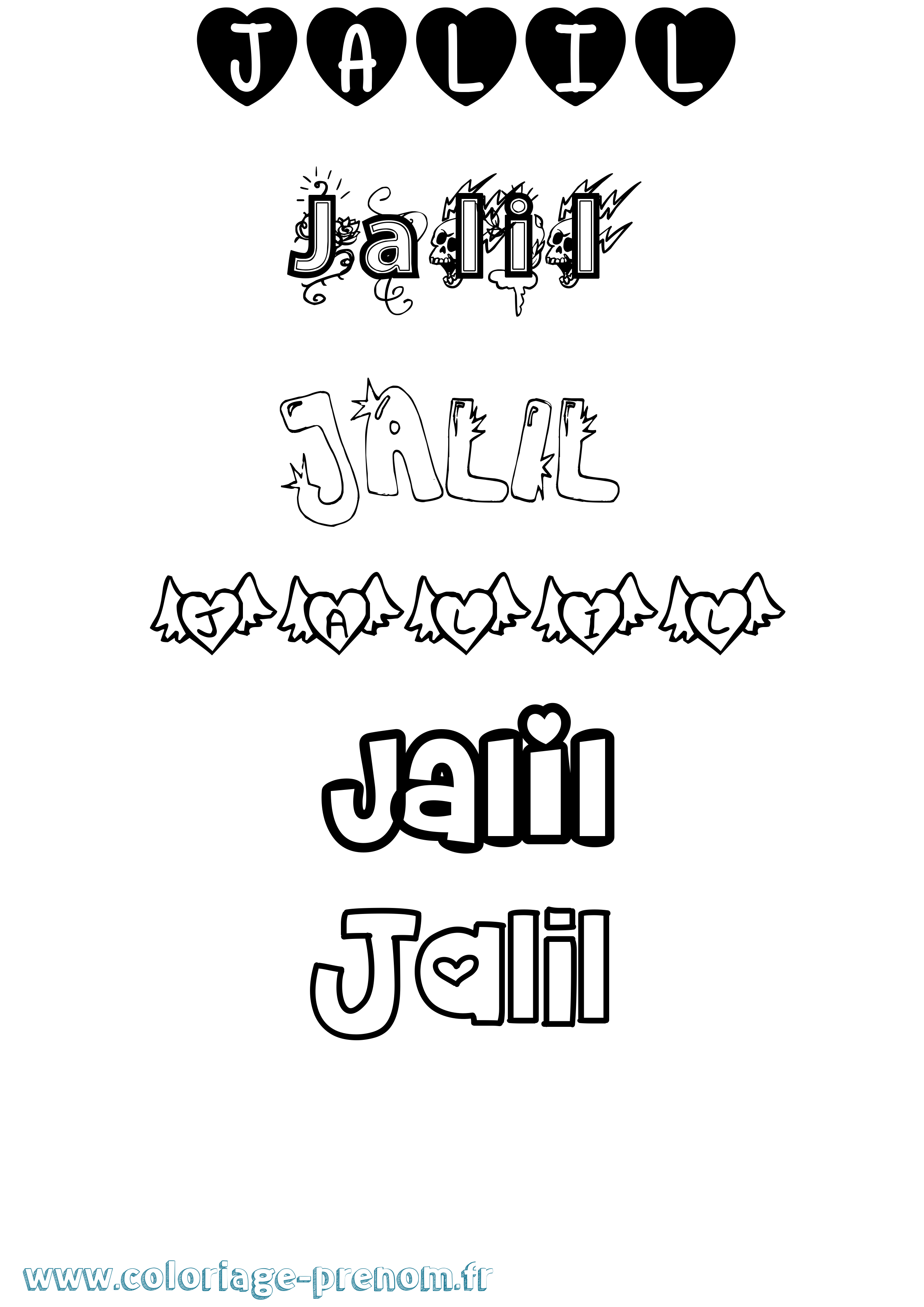 Coloriage Jalil Girly Coloriage prénom Jalil Girly