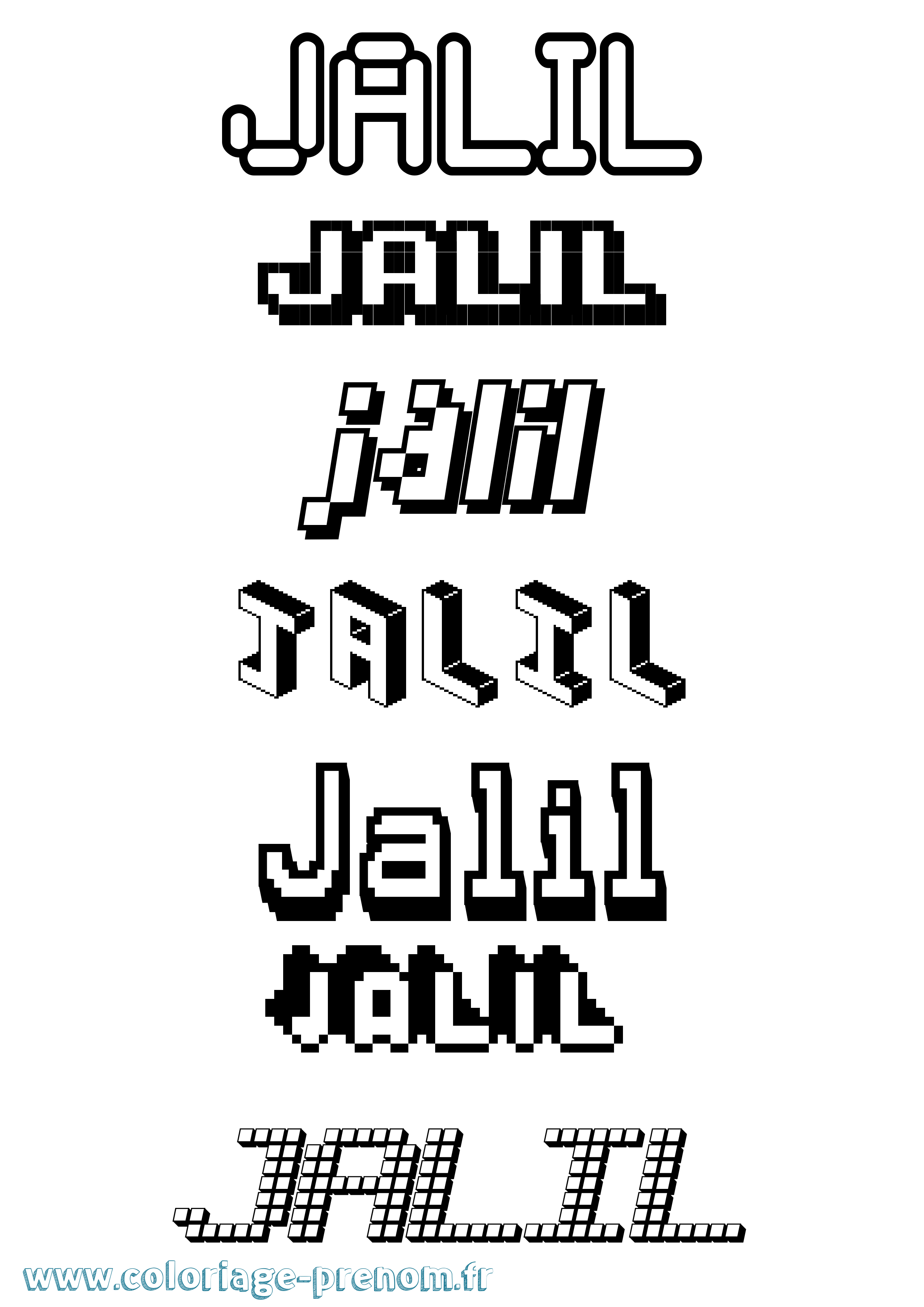 Coloriage prénom Jalil Pixel