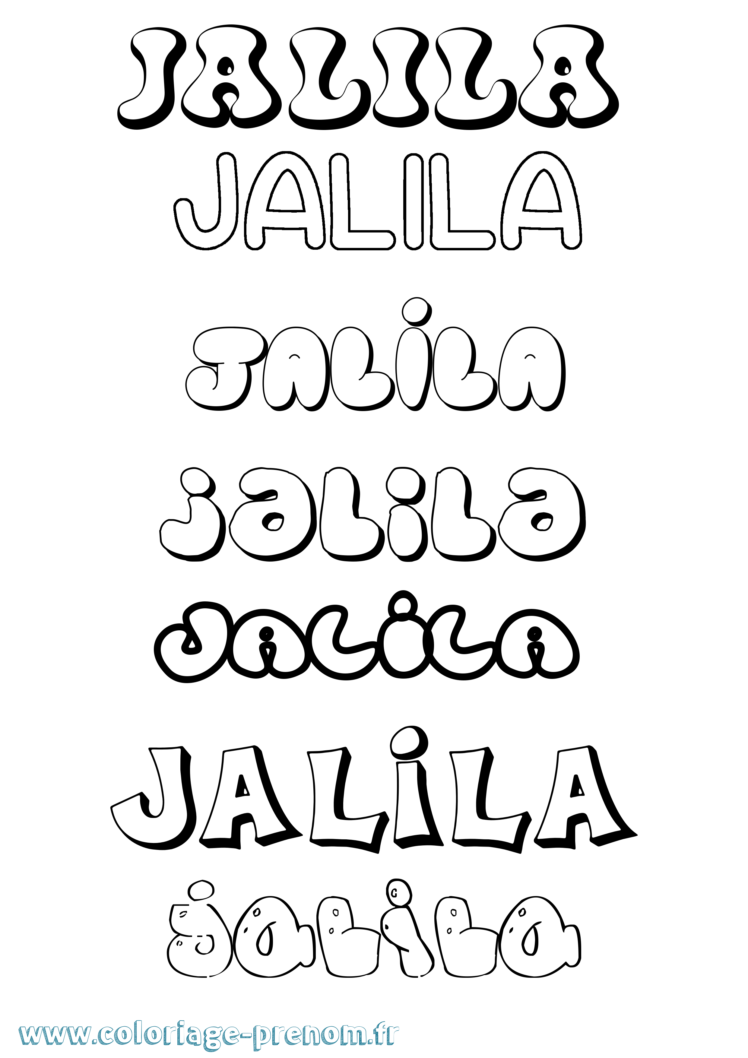 Coloriage Jalila Bubble Coloriage prénom Jalila Bubble