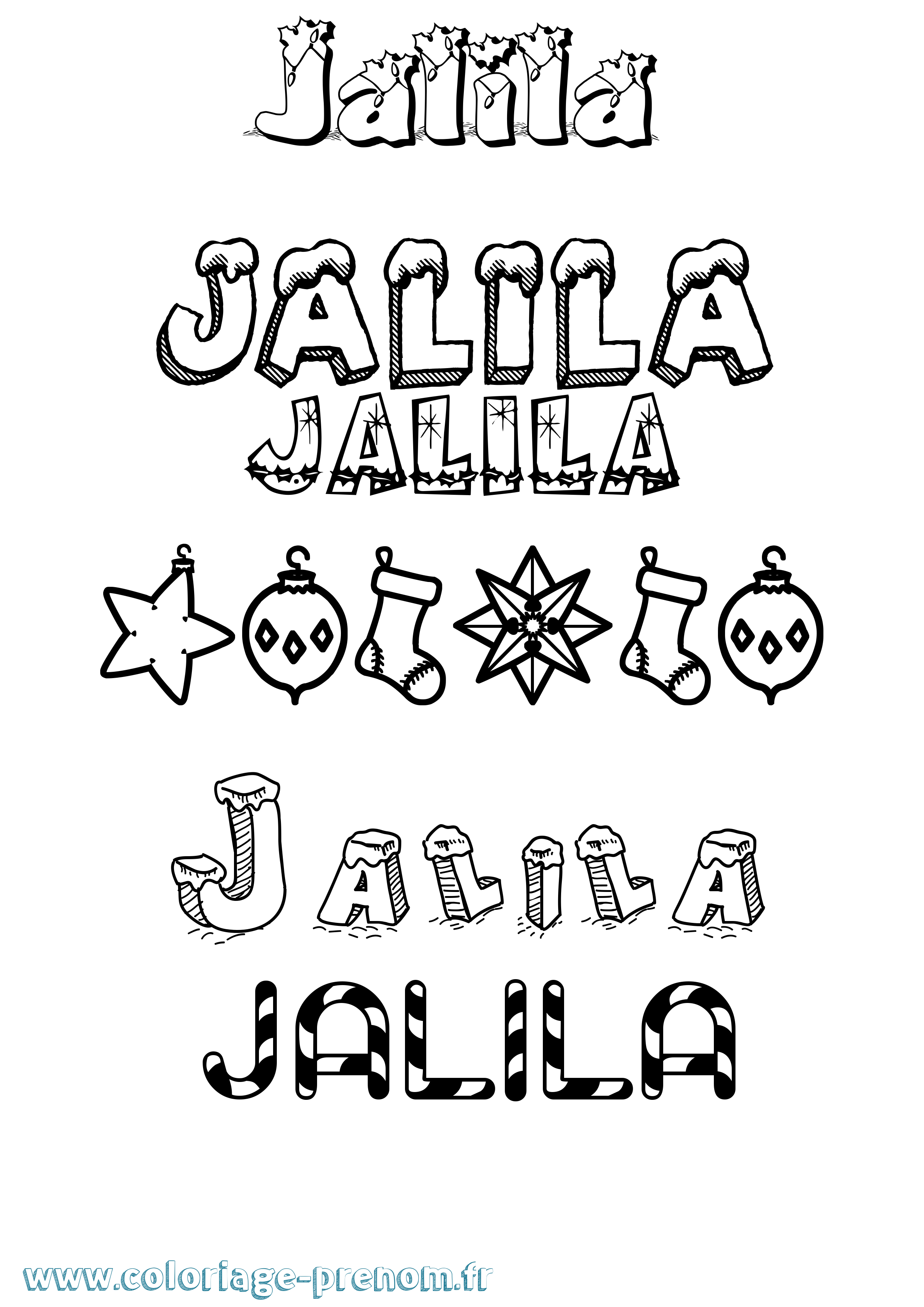 Coloriage Jalila Noël Coloriage prénom Jalila Noël