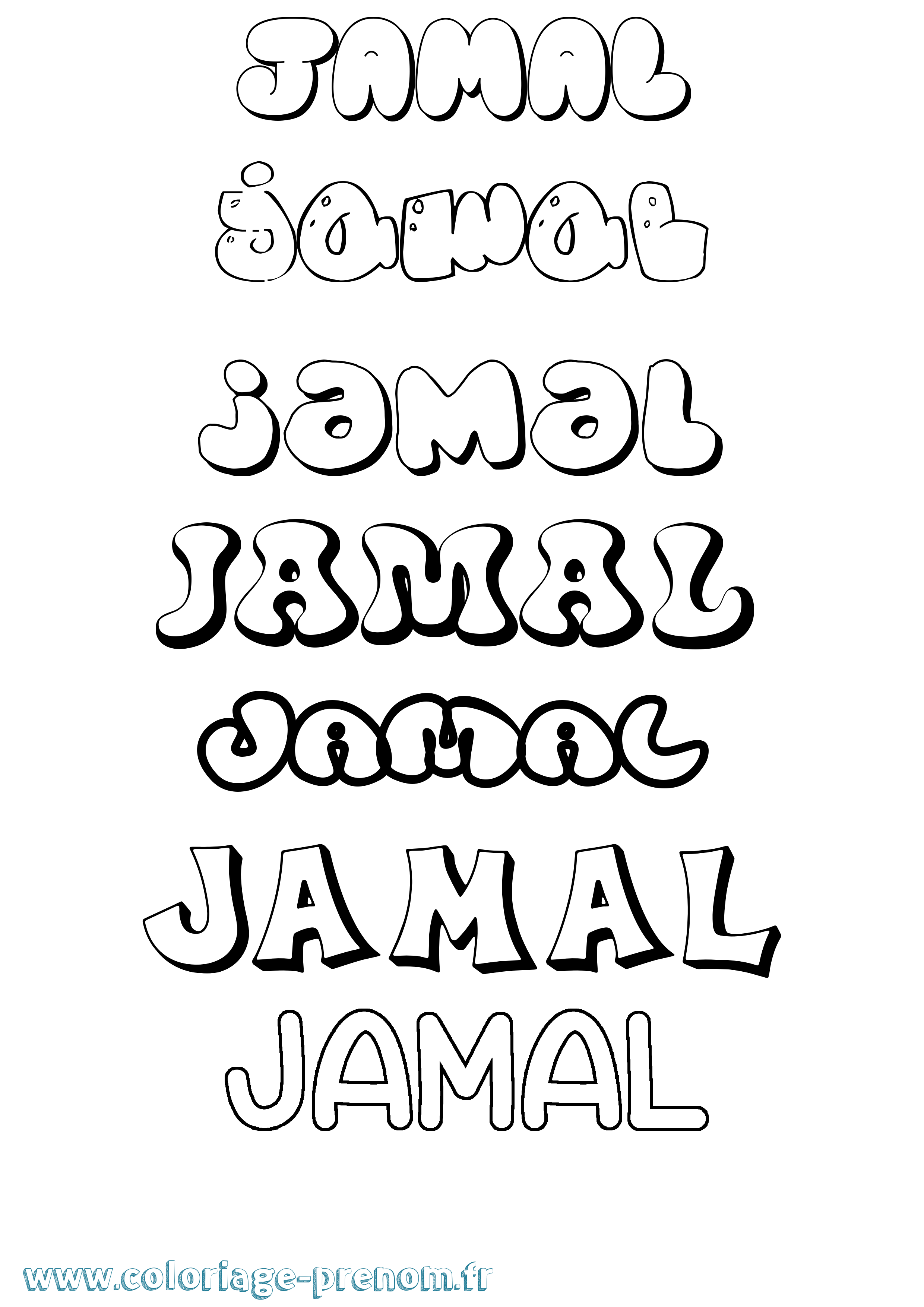 Coloriage prénom Jamal Bubble