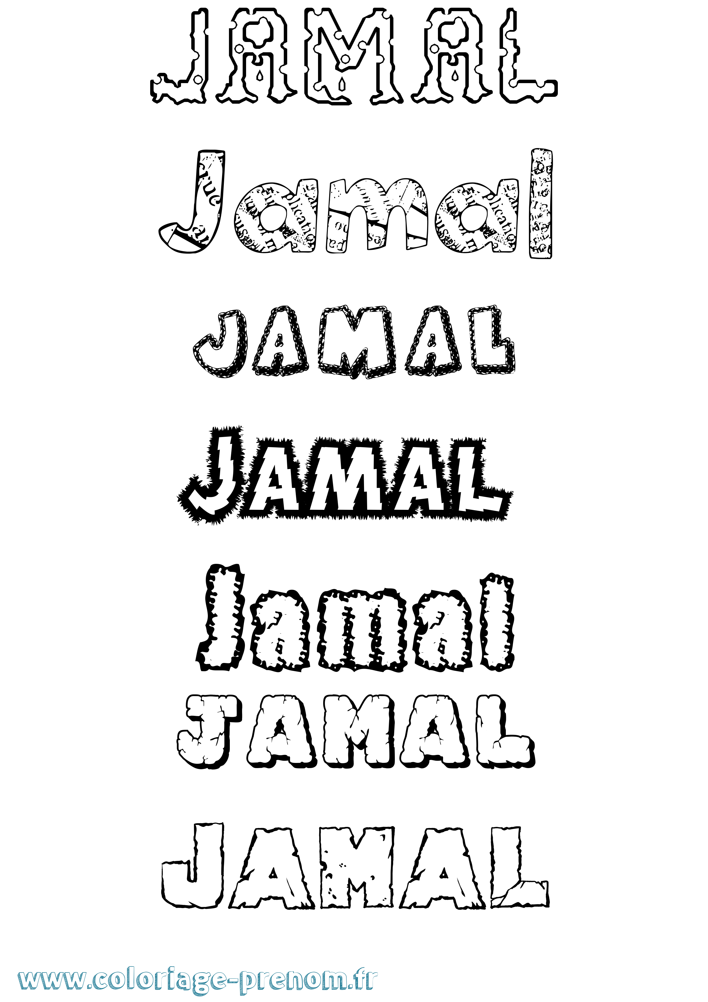Coloriage prénom Jamal Destructuré