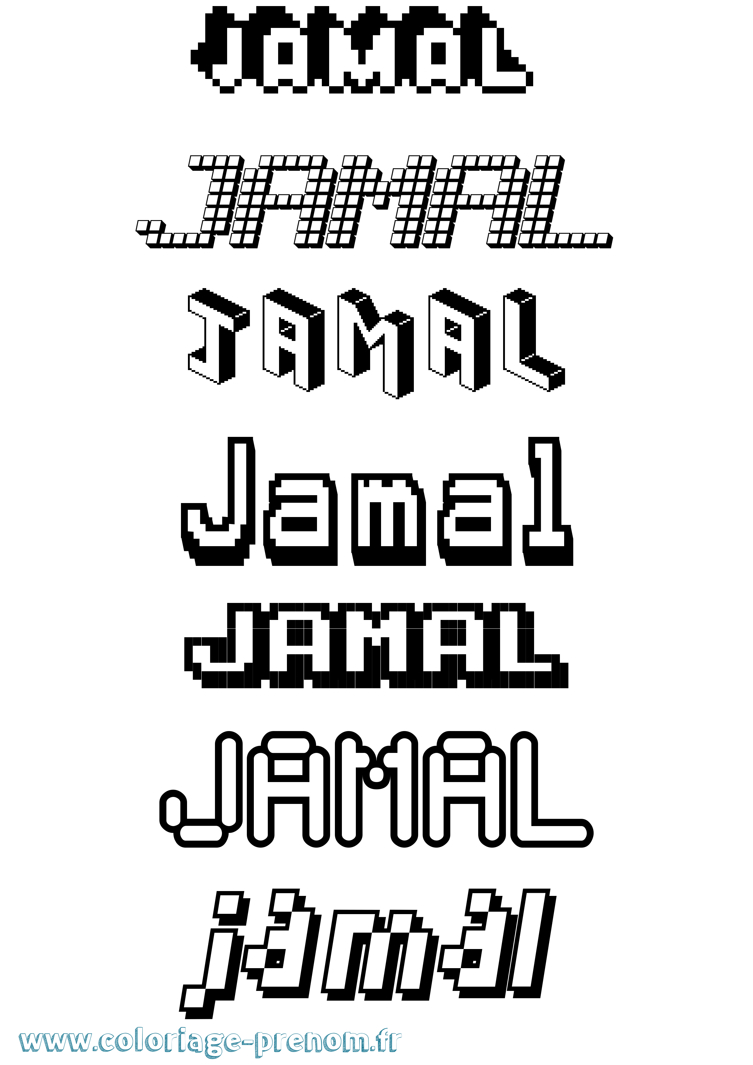 Coloriage prénom Jamal Pixel