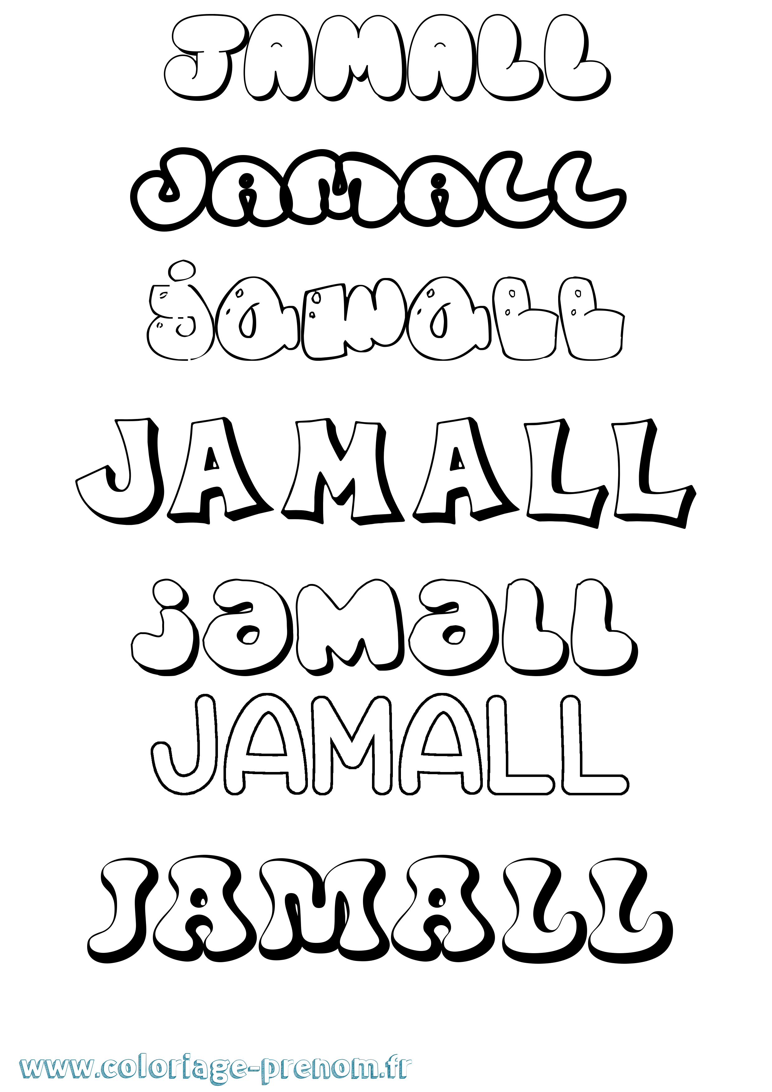 Coloriage prénom Jamall Bubble