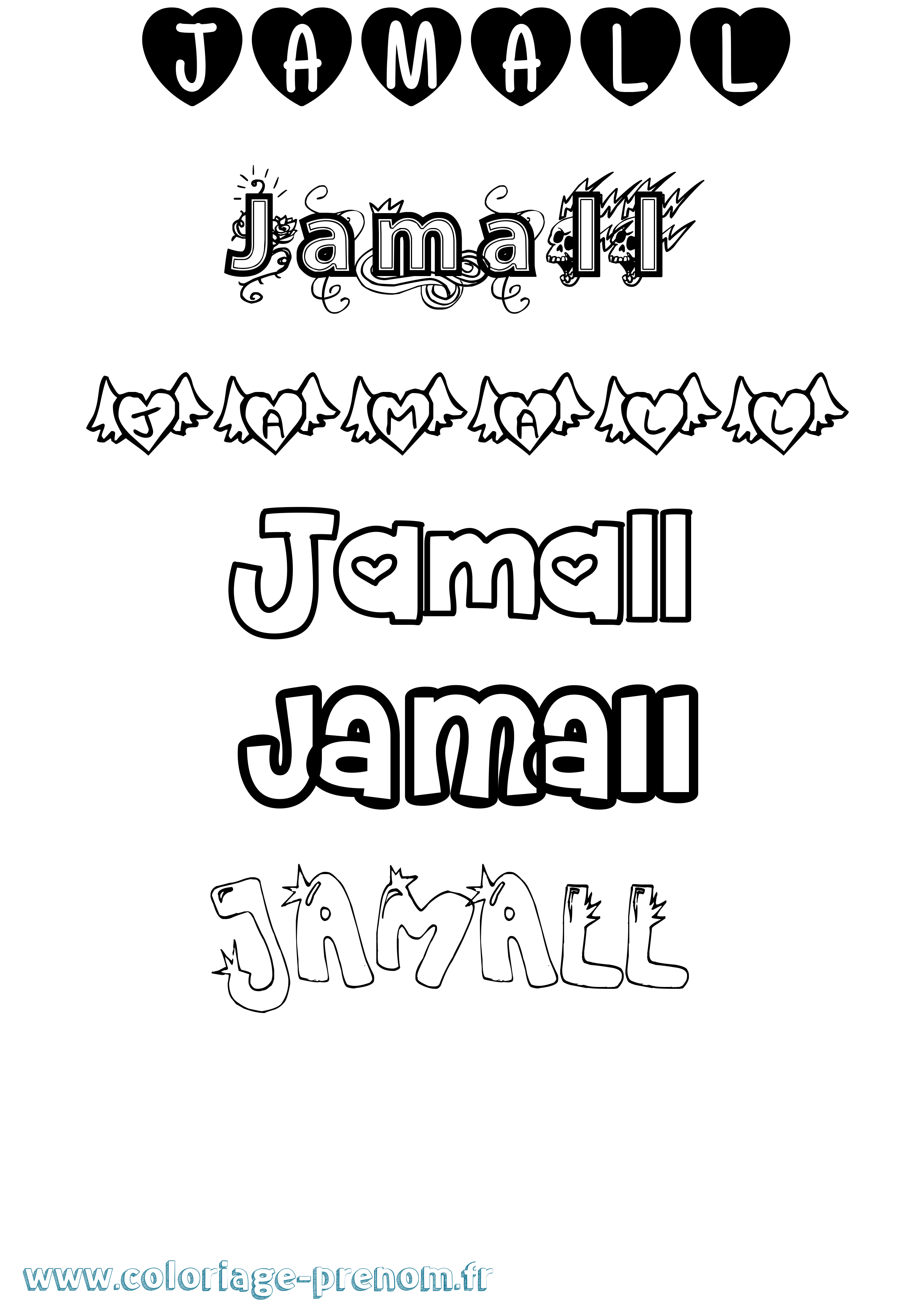 Coloriage prénom Jamall Girly