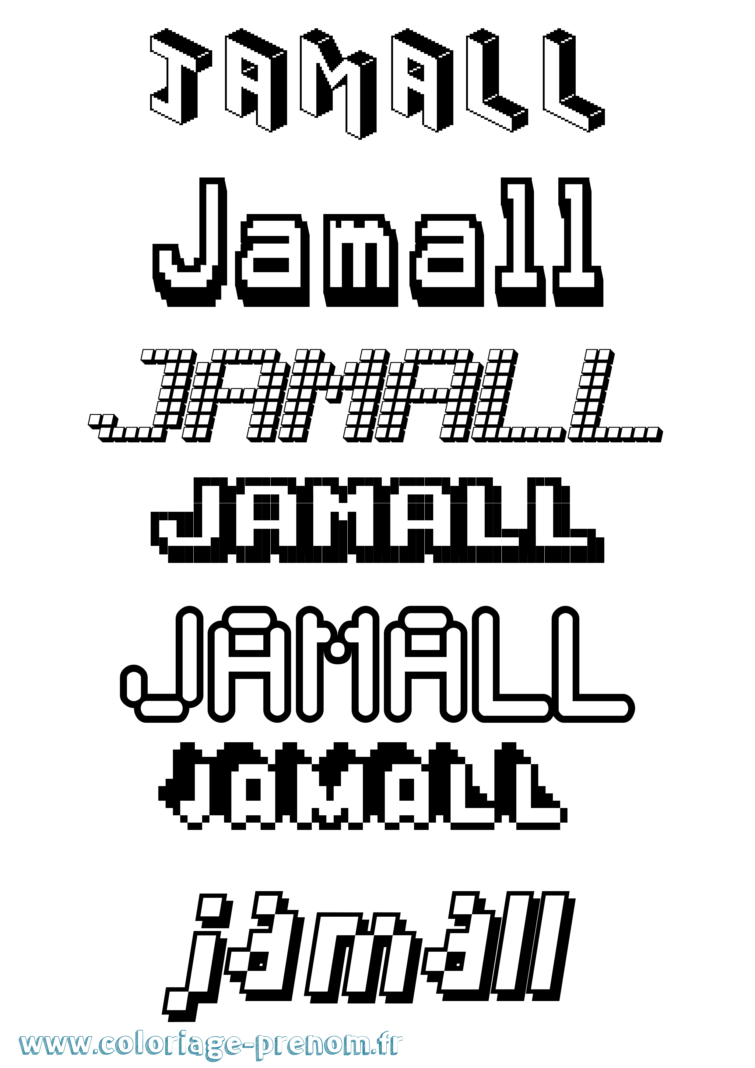 Coloriage prénom Jamall Pixel