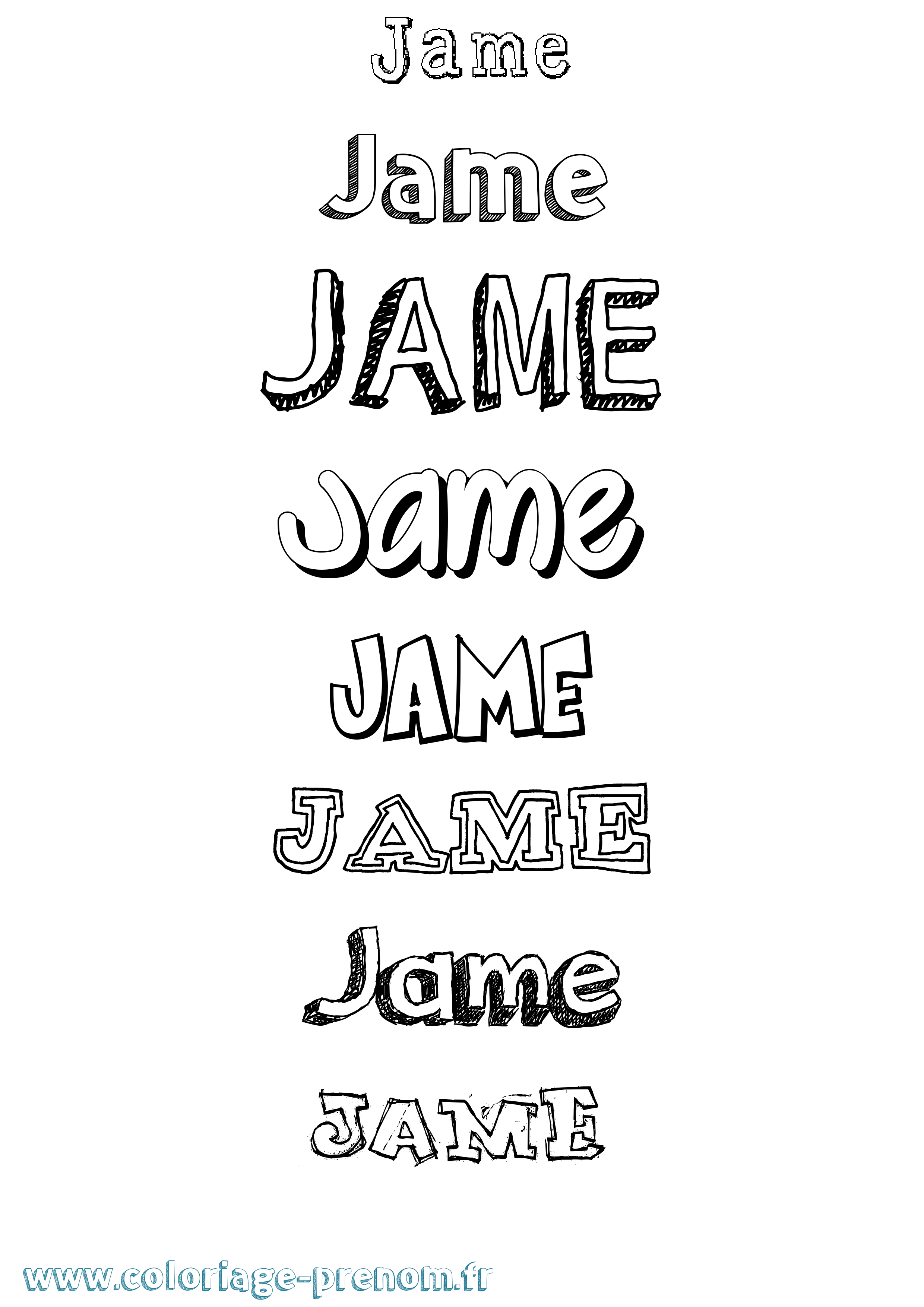 Coloriage prénom Jame Dessiné
