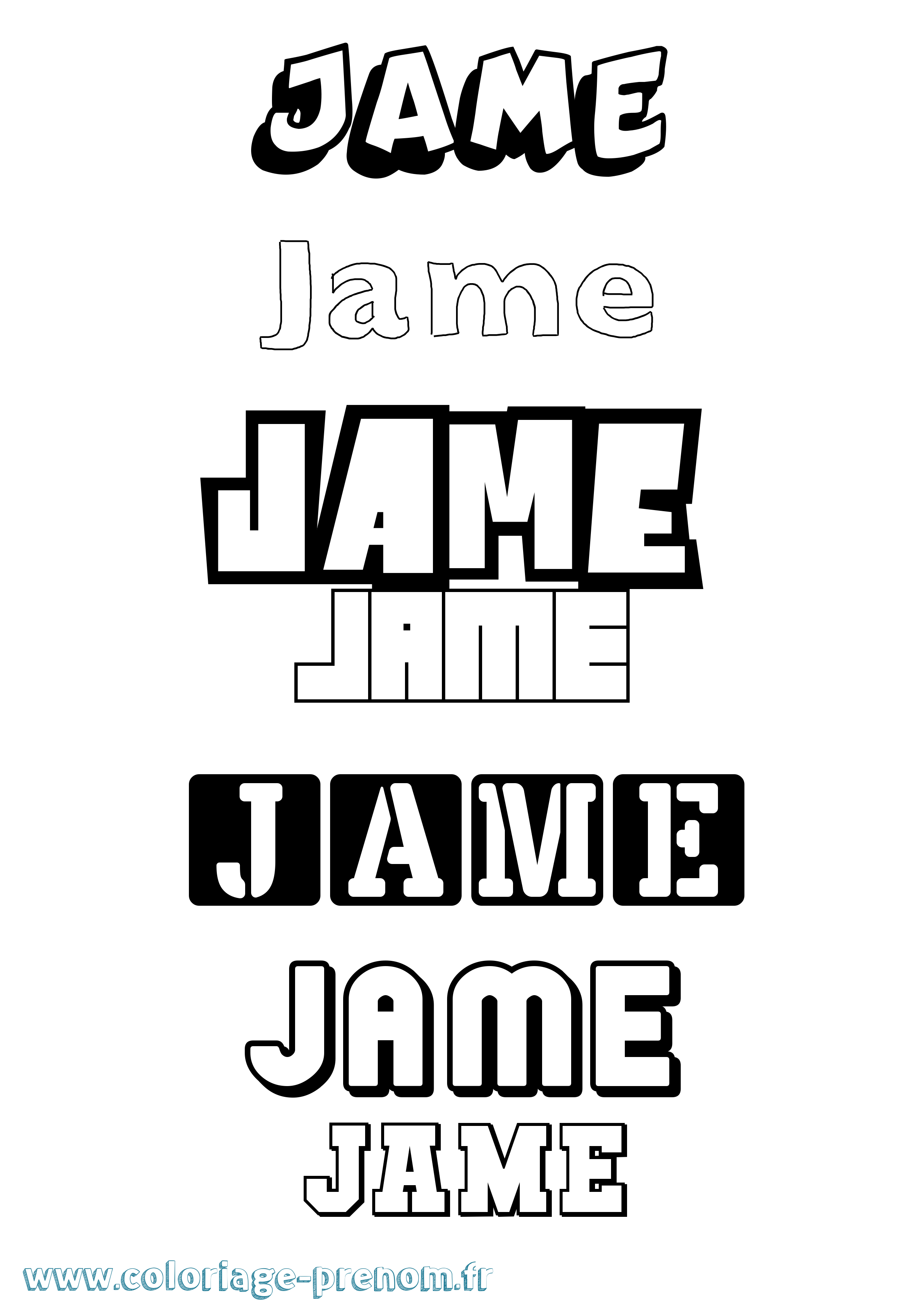 Coloriage prénom Jame Simple