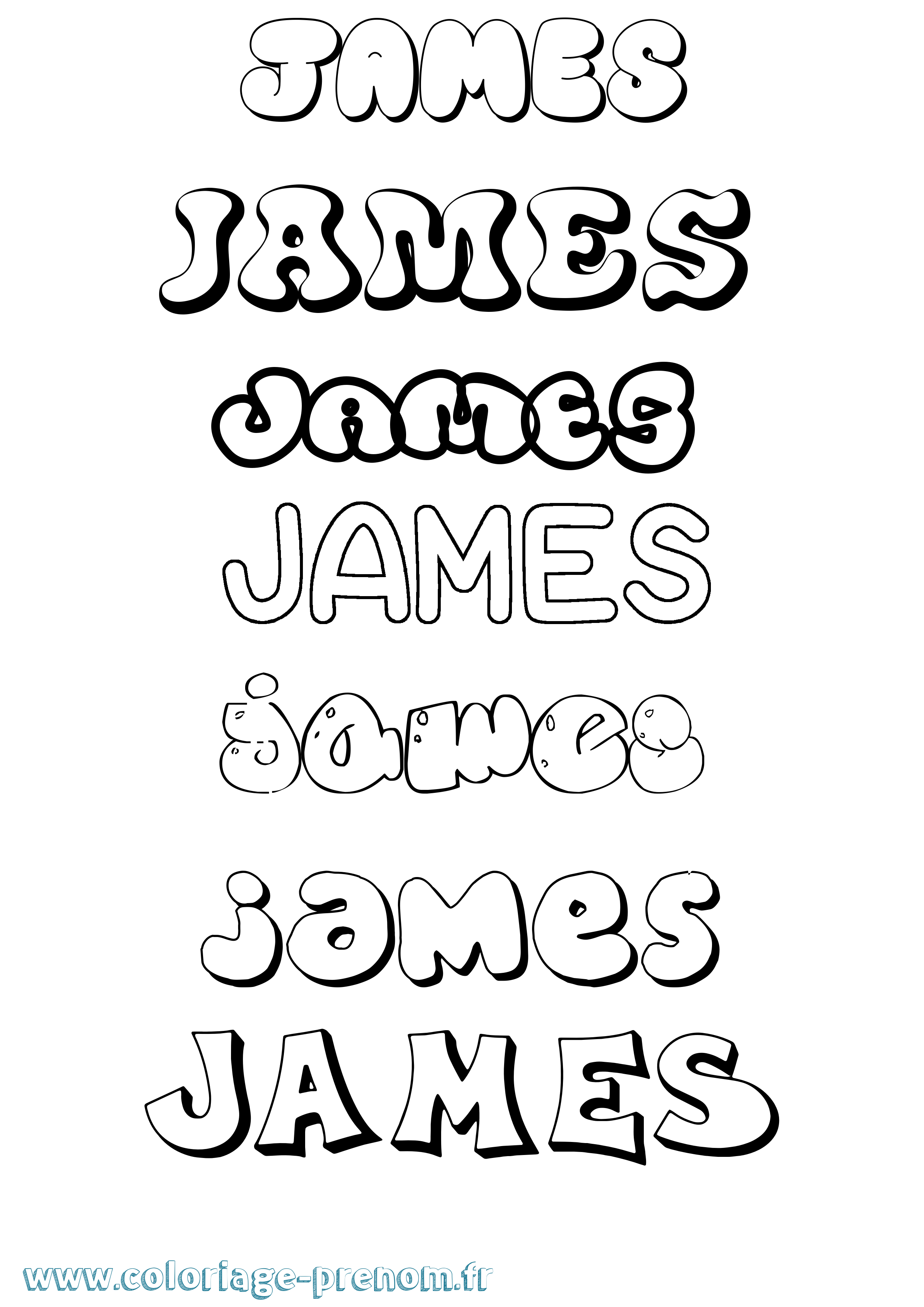 Coloriage prénom James Bubble