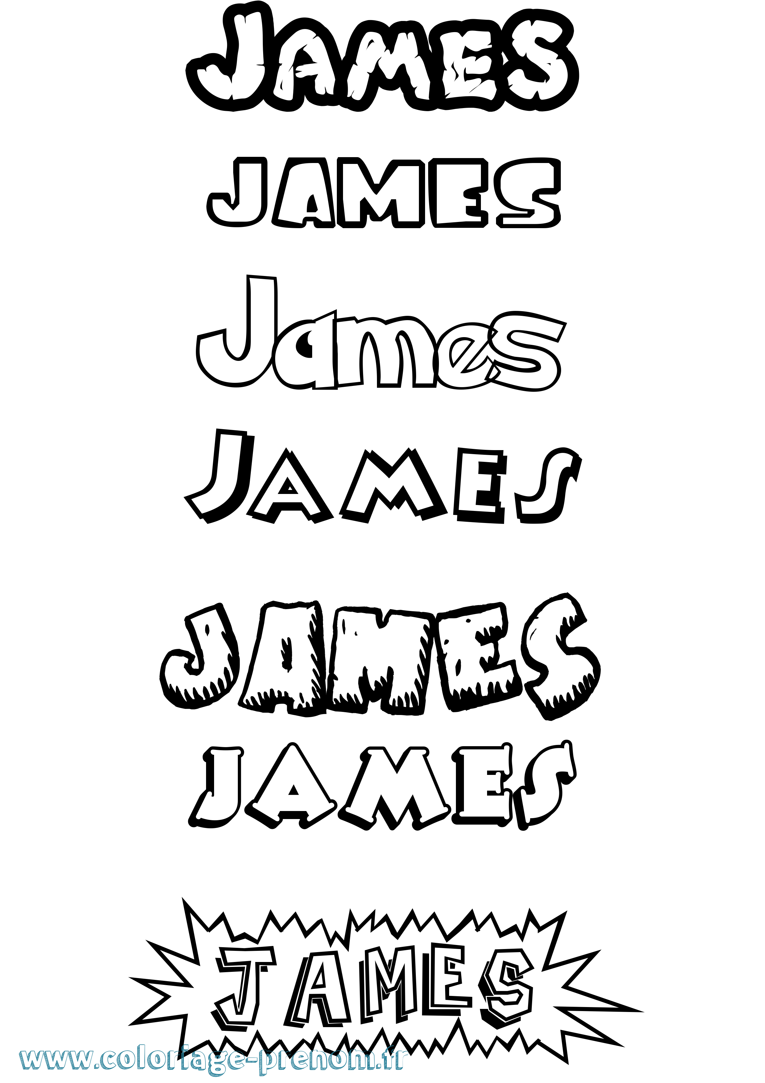 Coloriage James Dessin Animé Coloriage prénom James Dessin Animé