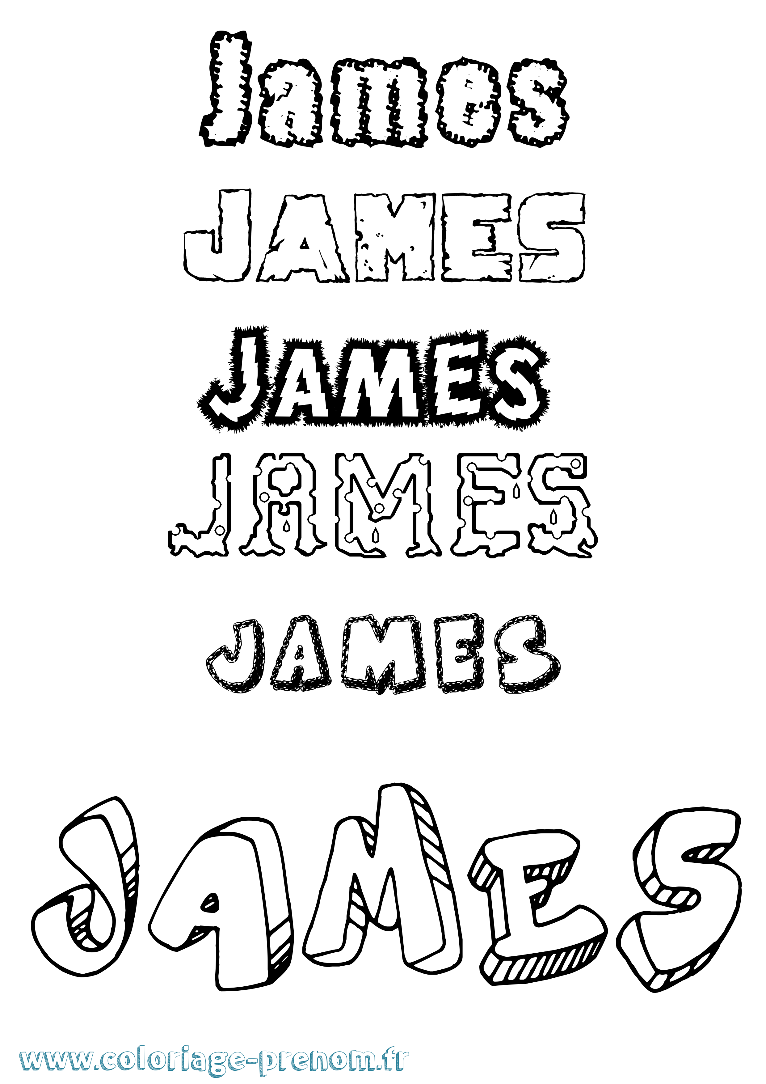 Coloriage James Destructuré Coloriage prénom James Destructuré