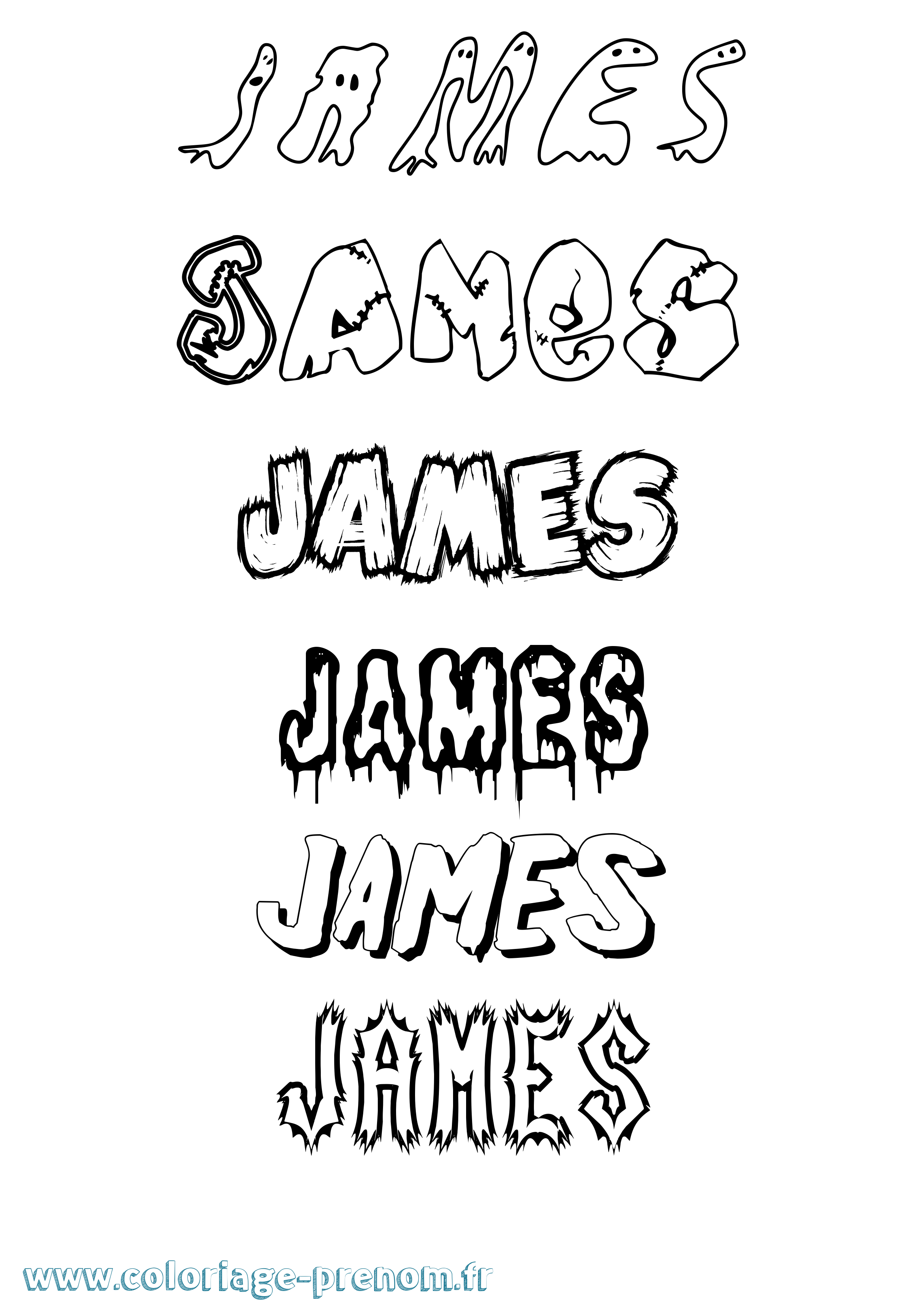 Coloriage prénom James Frisson