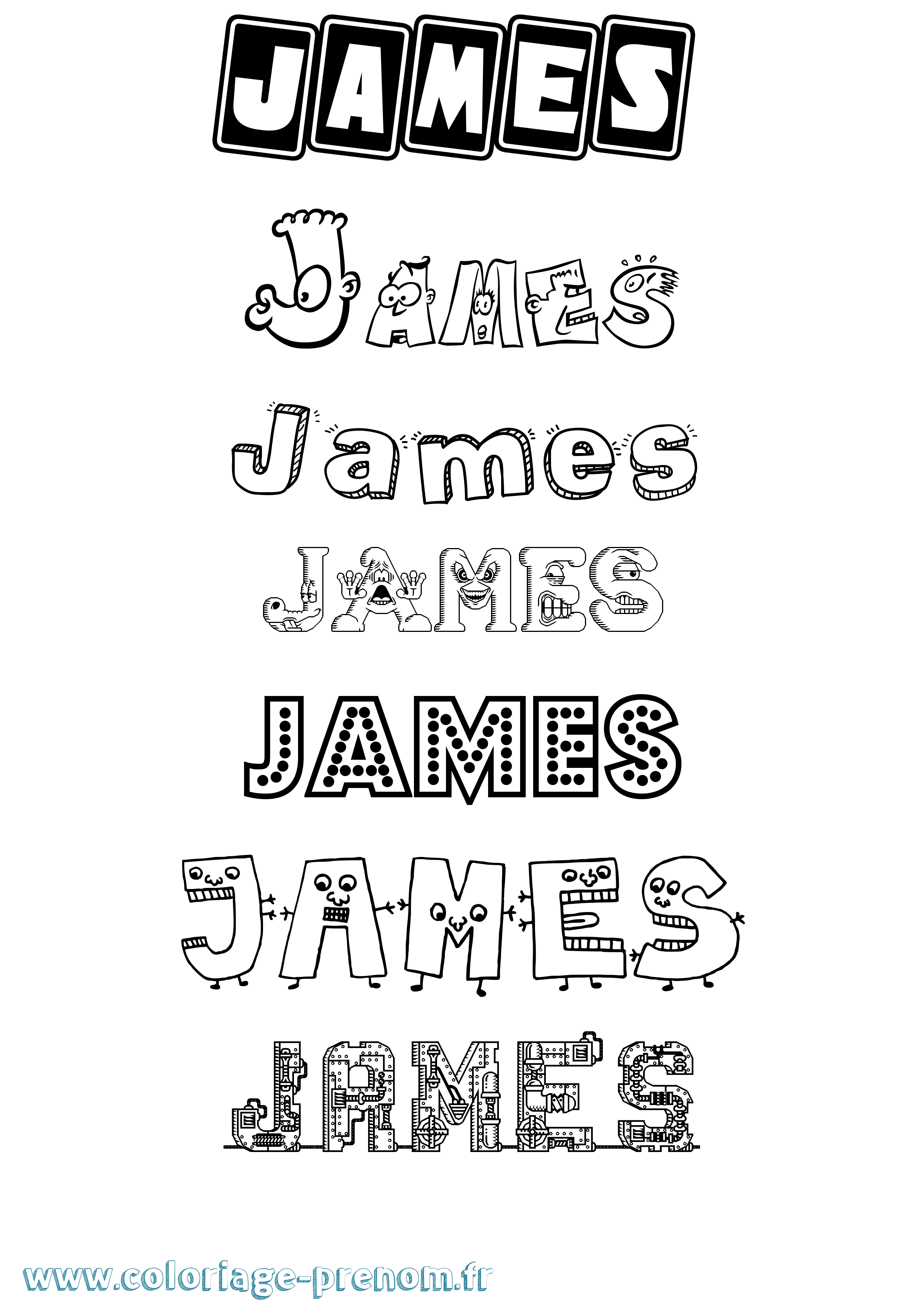 Coloriage prénom James Fun