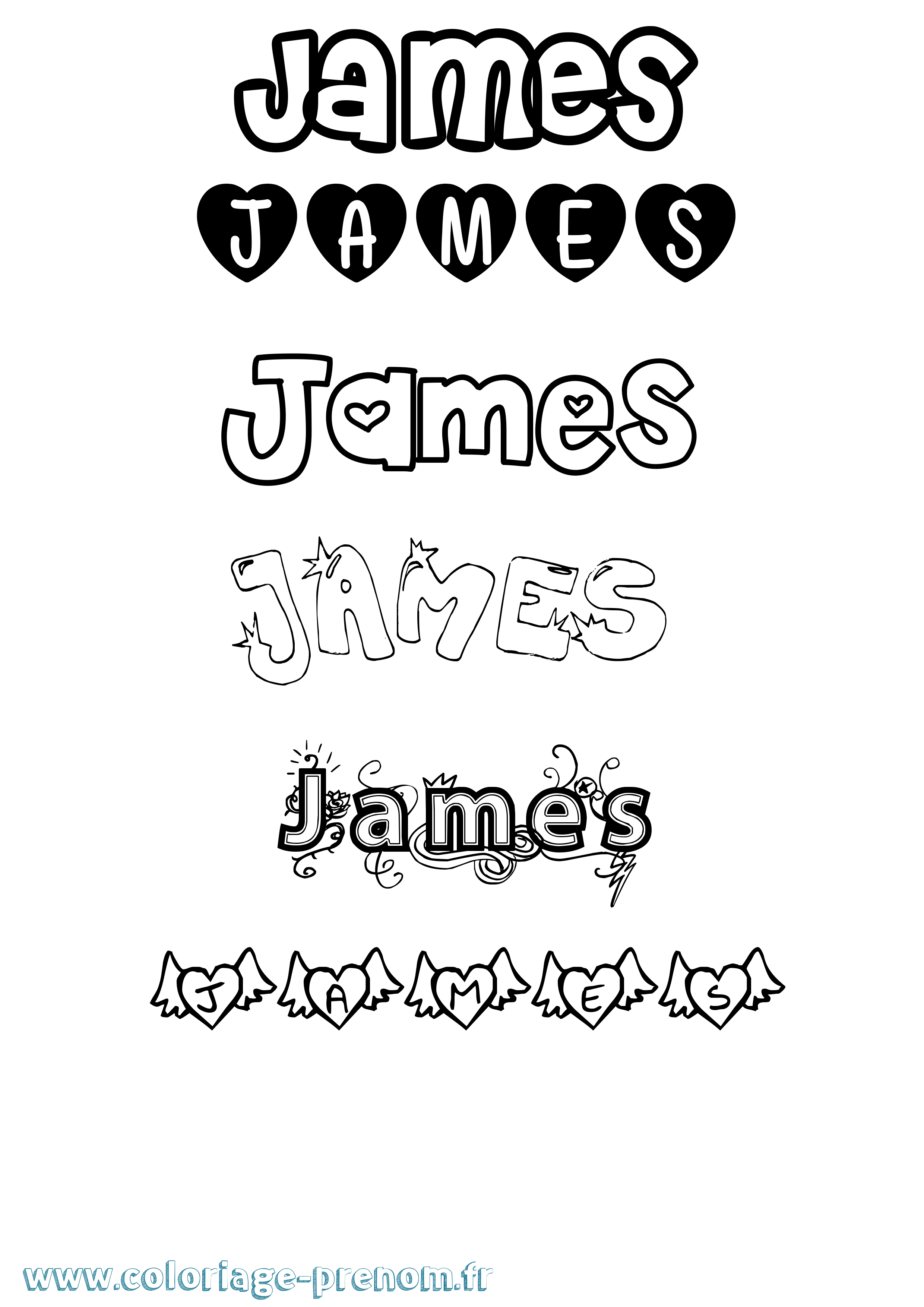 Coloriage prénom James Girly