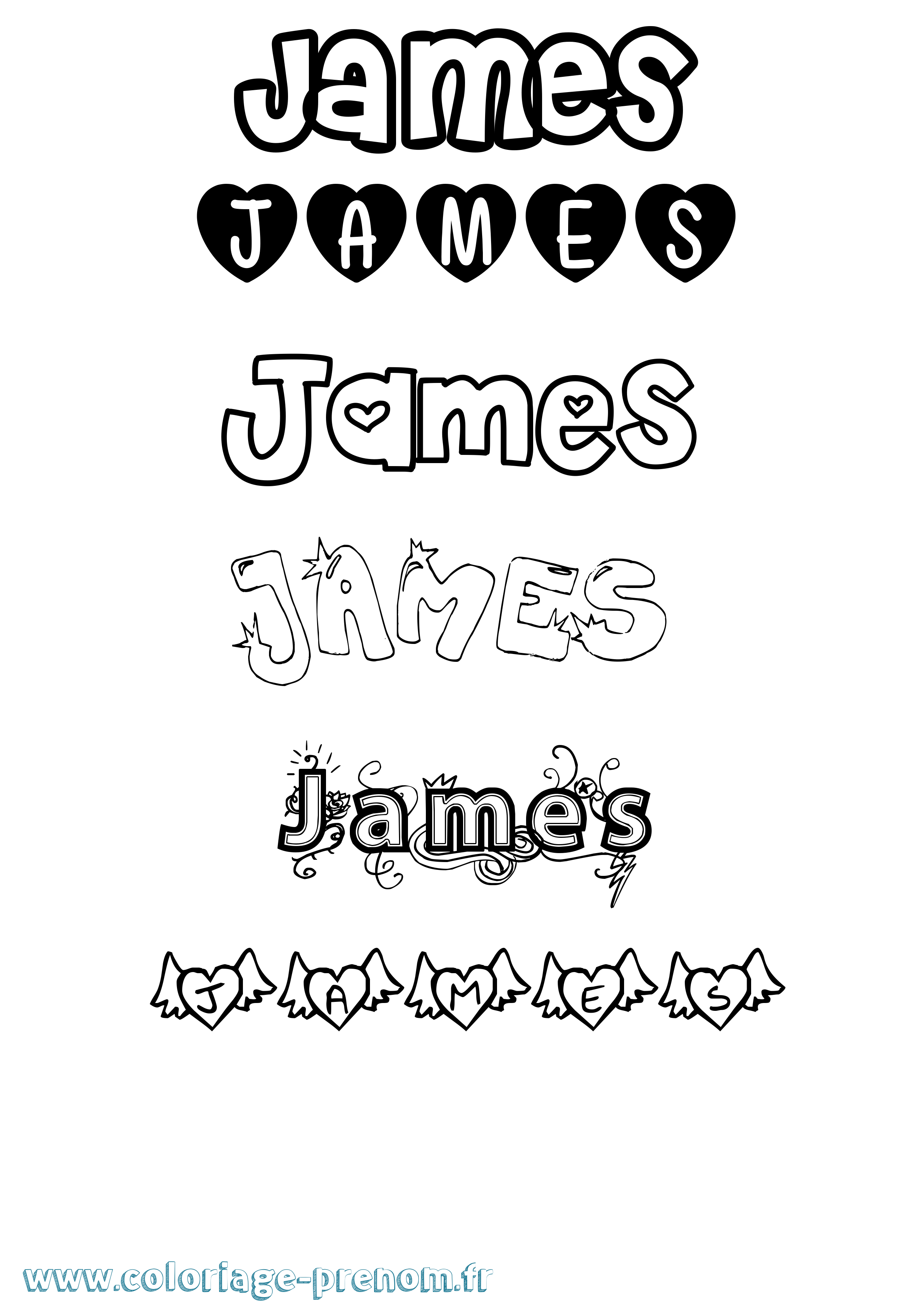 Coloriage James Girly Coloriage prénom James Girly
